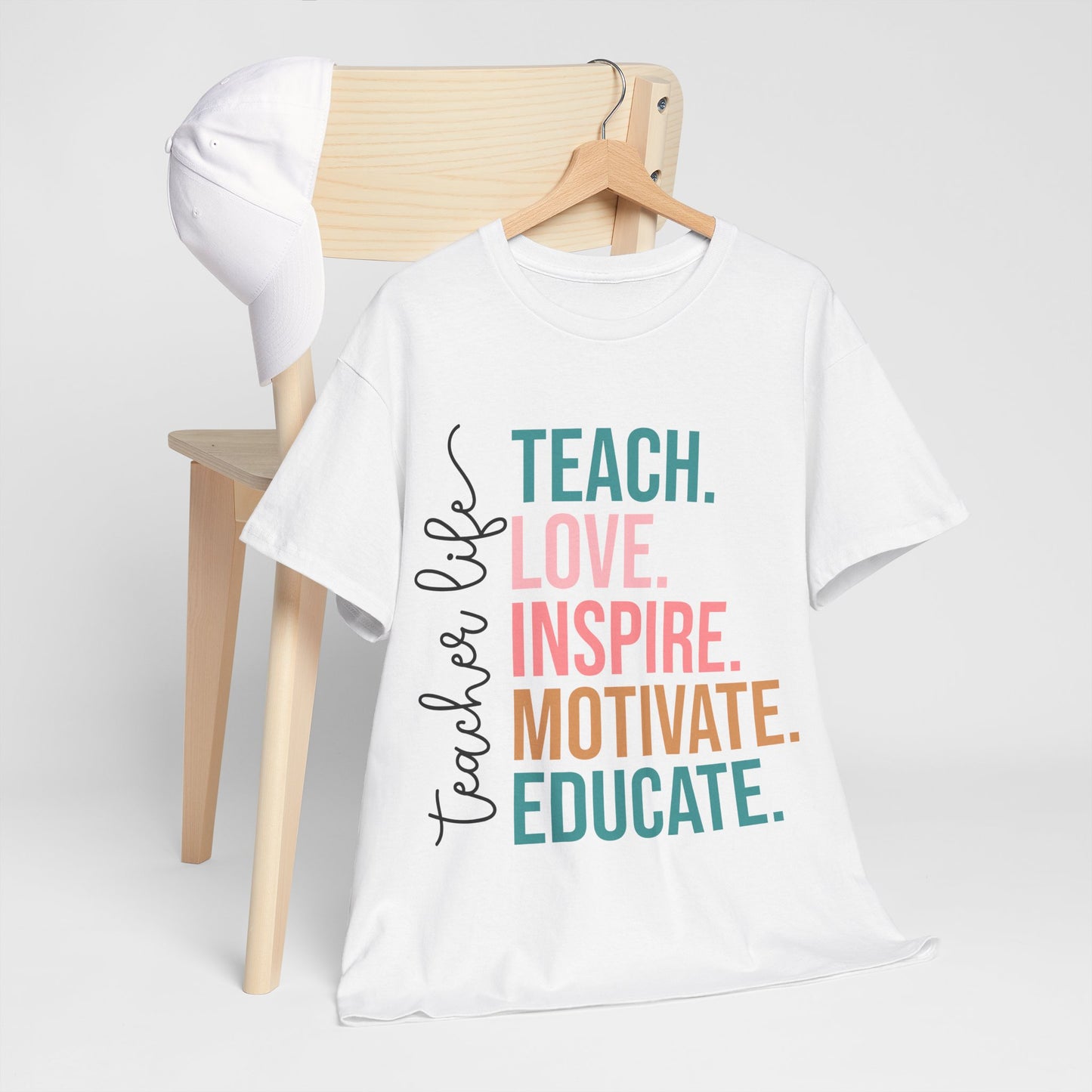 Teach Love Inspire Motivate Educate Shirt - Minimalist Teacher Life Tee, Positive Education Shirt Gift for Educators & Coaches