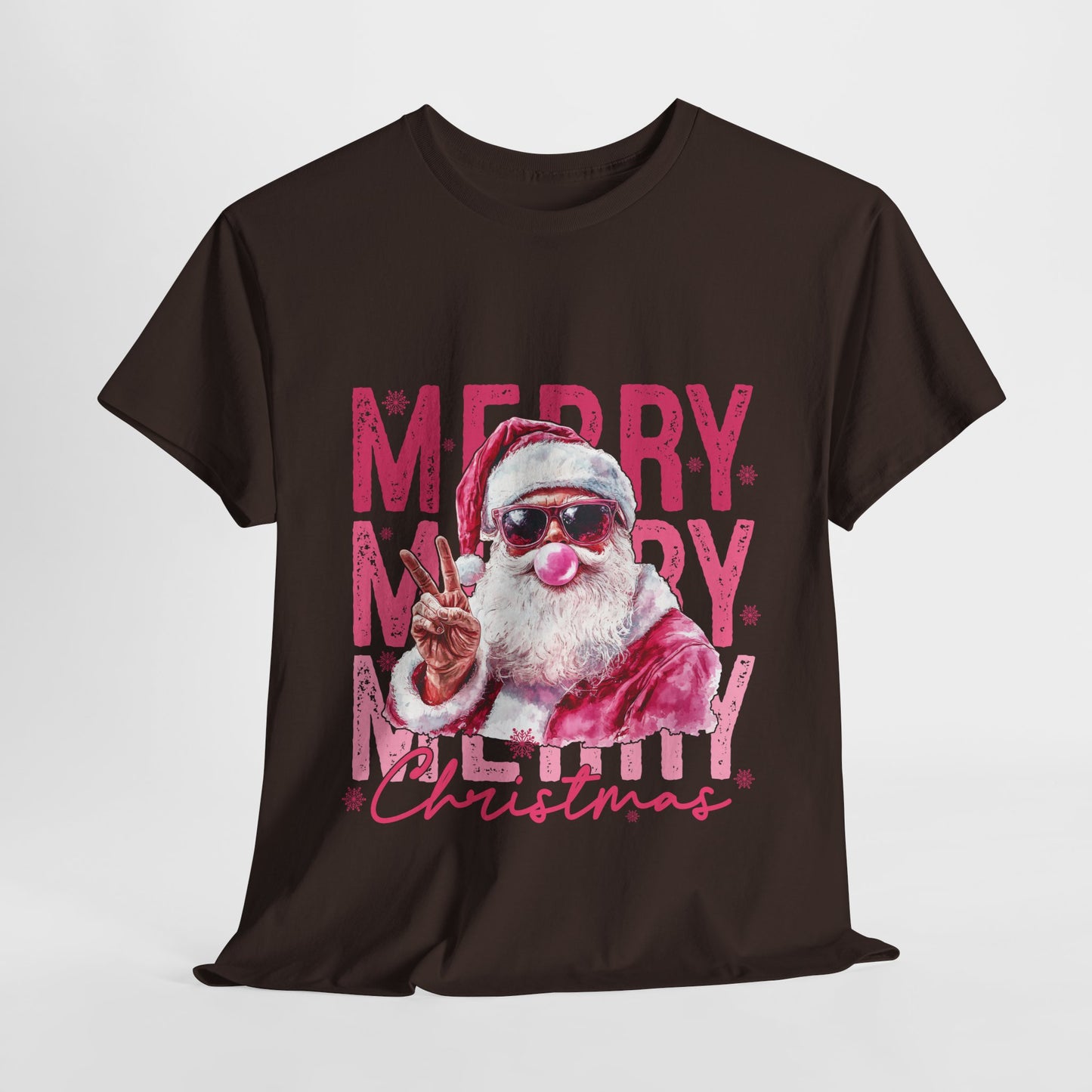Cool Santa Bubblegum T-Shirt - Pink Merry Christmas Tee