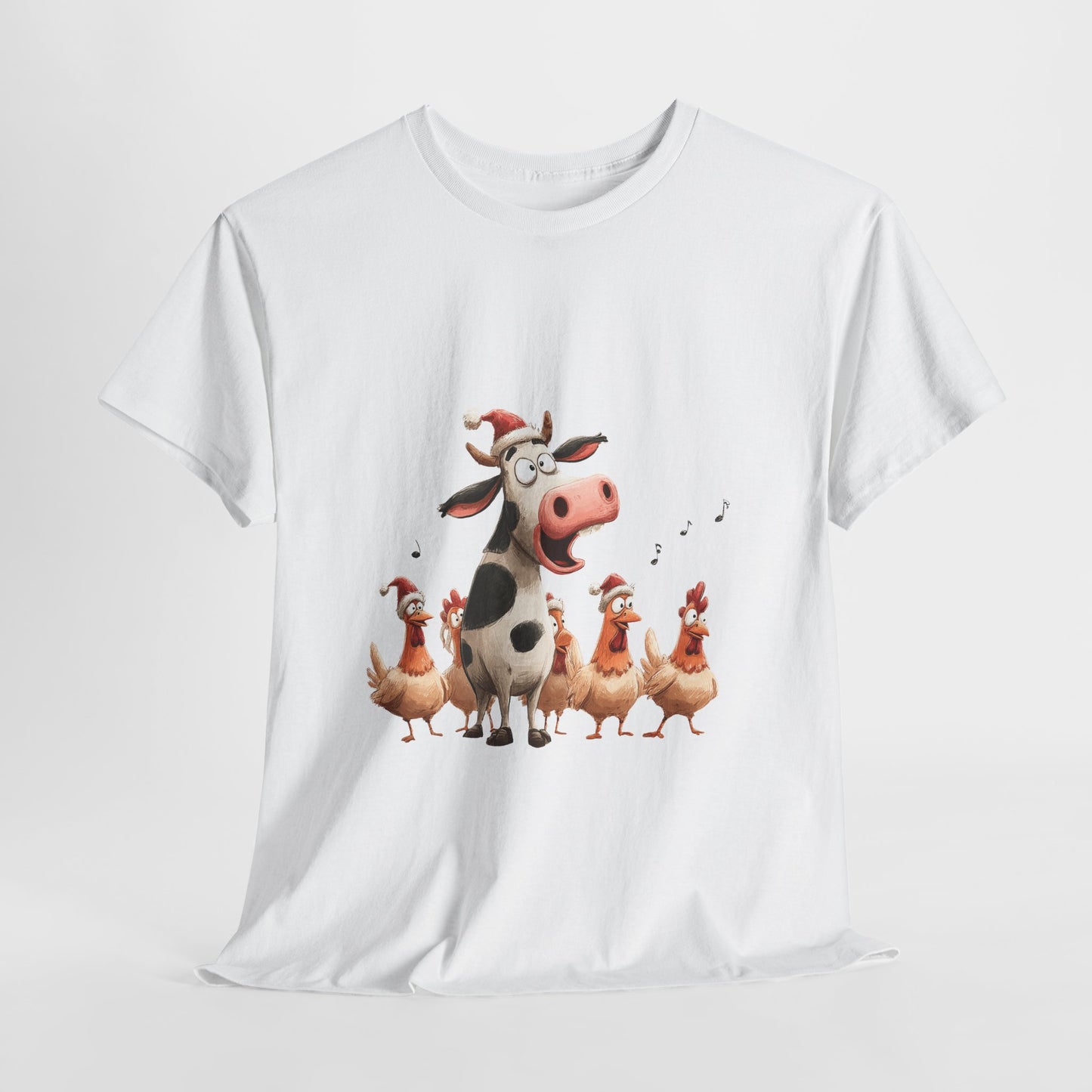 Cow & Chicken Carolers Christmas - Funny Farm Choir Tee