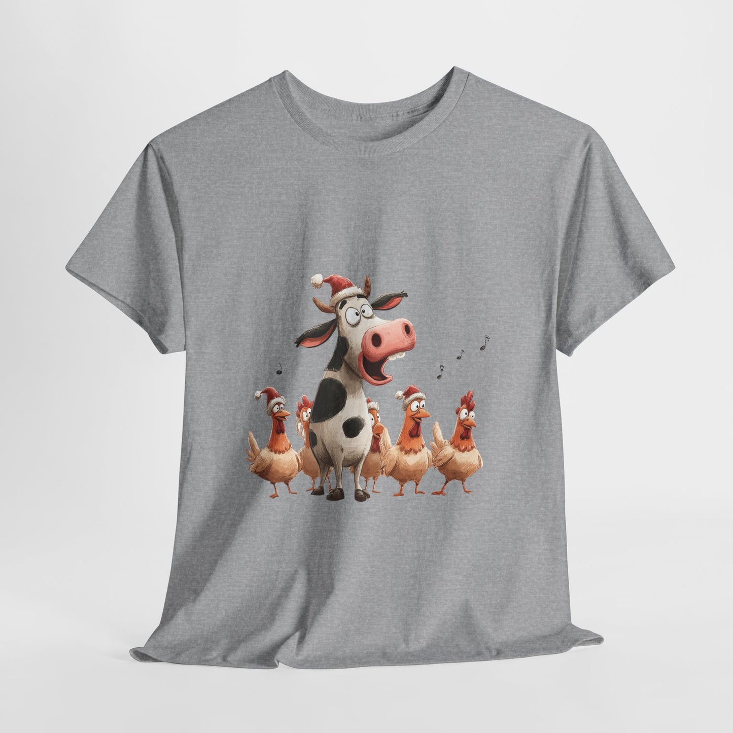 Cow & Chicken Carolers Christmas - Funny Farm Choir Tee