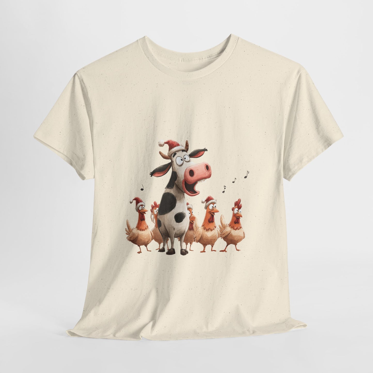 Cow & Chicken Carolers Christmas - Funny Farm Choir Tee