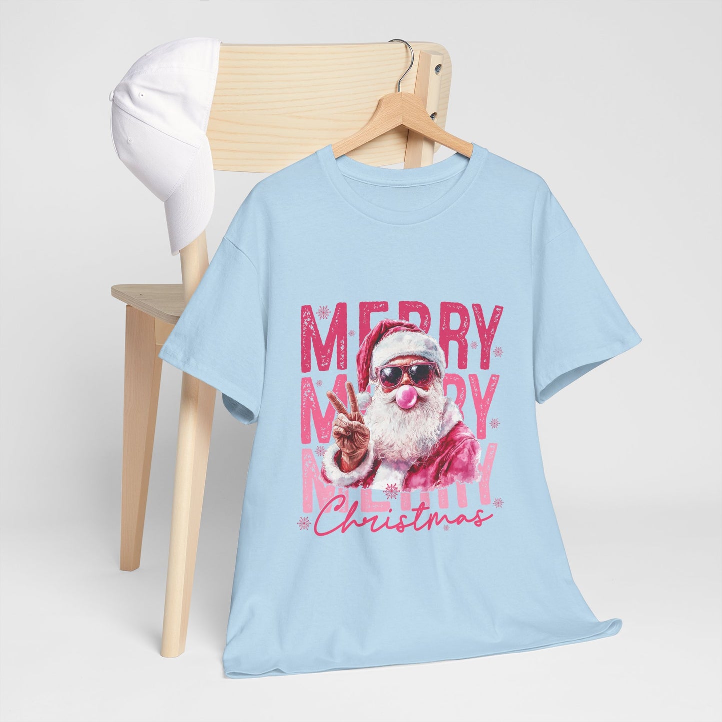 Cool Santa Bubblegum T-Shirt - Pink Merry Christmas Tee