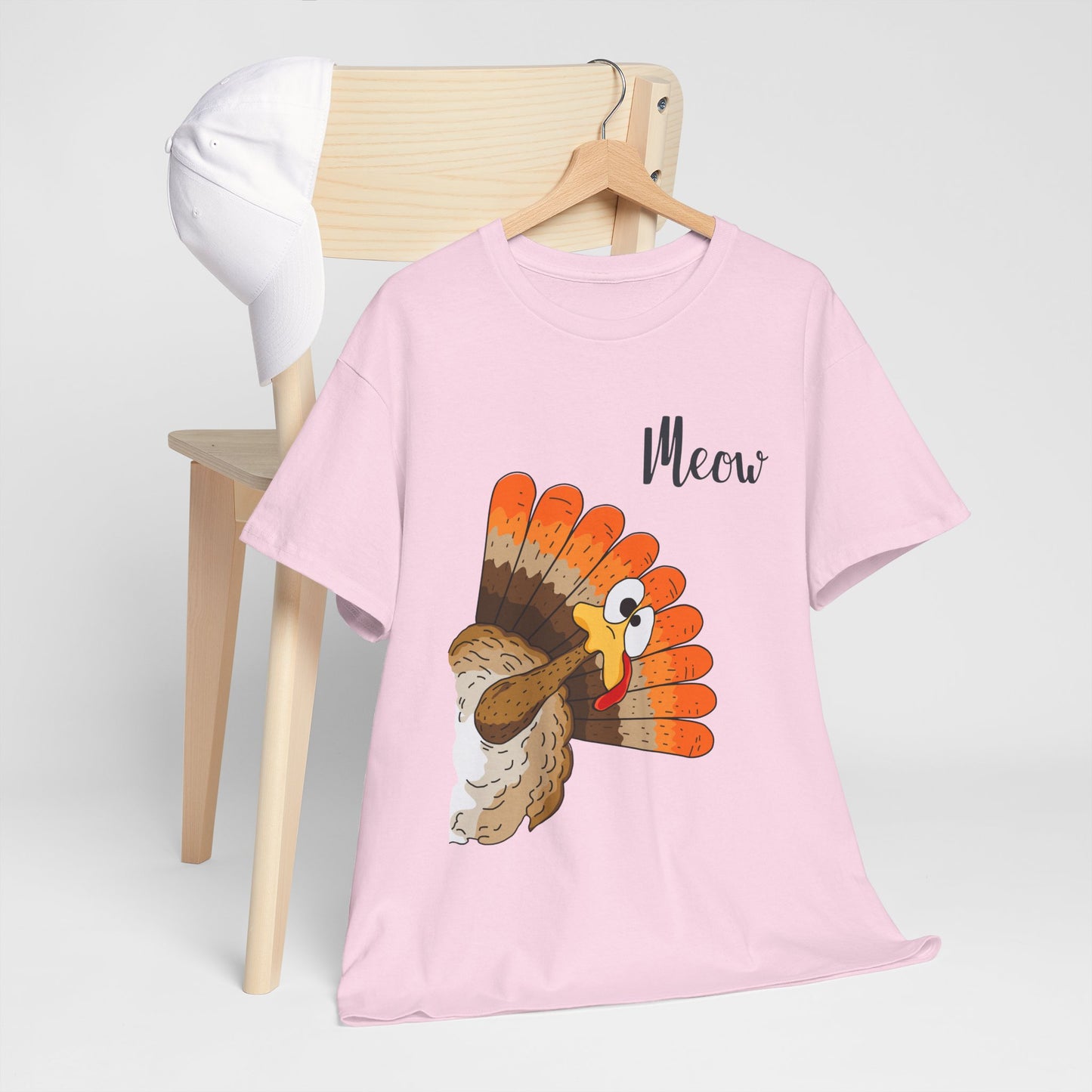 Funny Cat Turkey T-Shirt - Thanksgiving Meow Cat Lover Tee