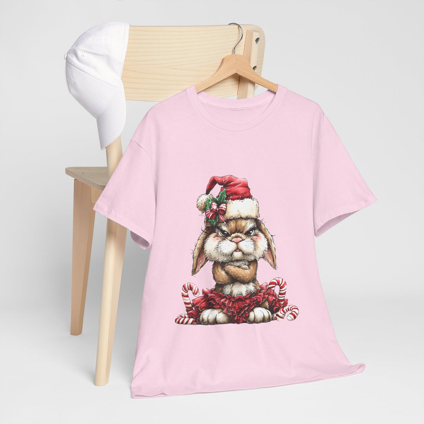 Grumpy Christmas Bunny T-Shirt - Santa Hat Rabbit in Red Tutu Tee