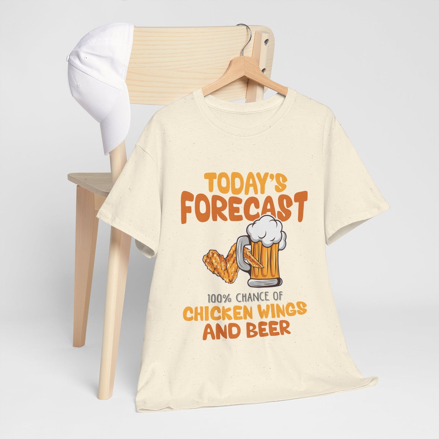 Today's Forecast 100% Chicken Wings & Beer T-Shirt - Funny Tailgate BBQ Tee
