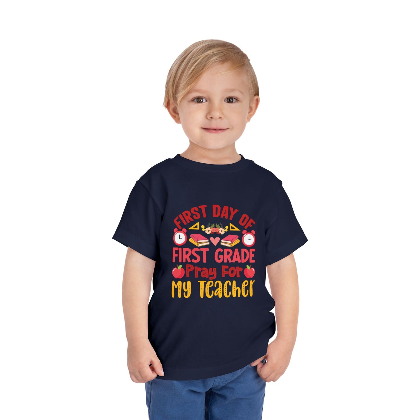 First Day of First Grade Shirt - Funny Toddler Back to School Tee, Pray for My Teacher T-Shirt, 1st Grade Humor Gift