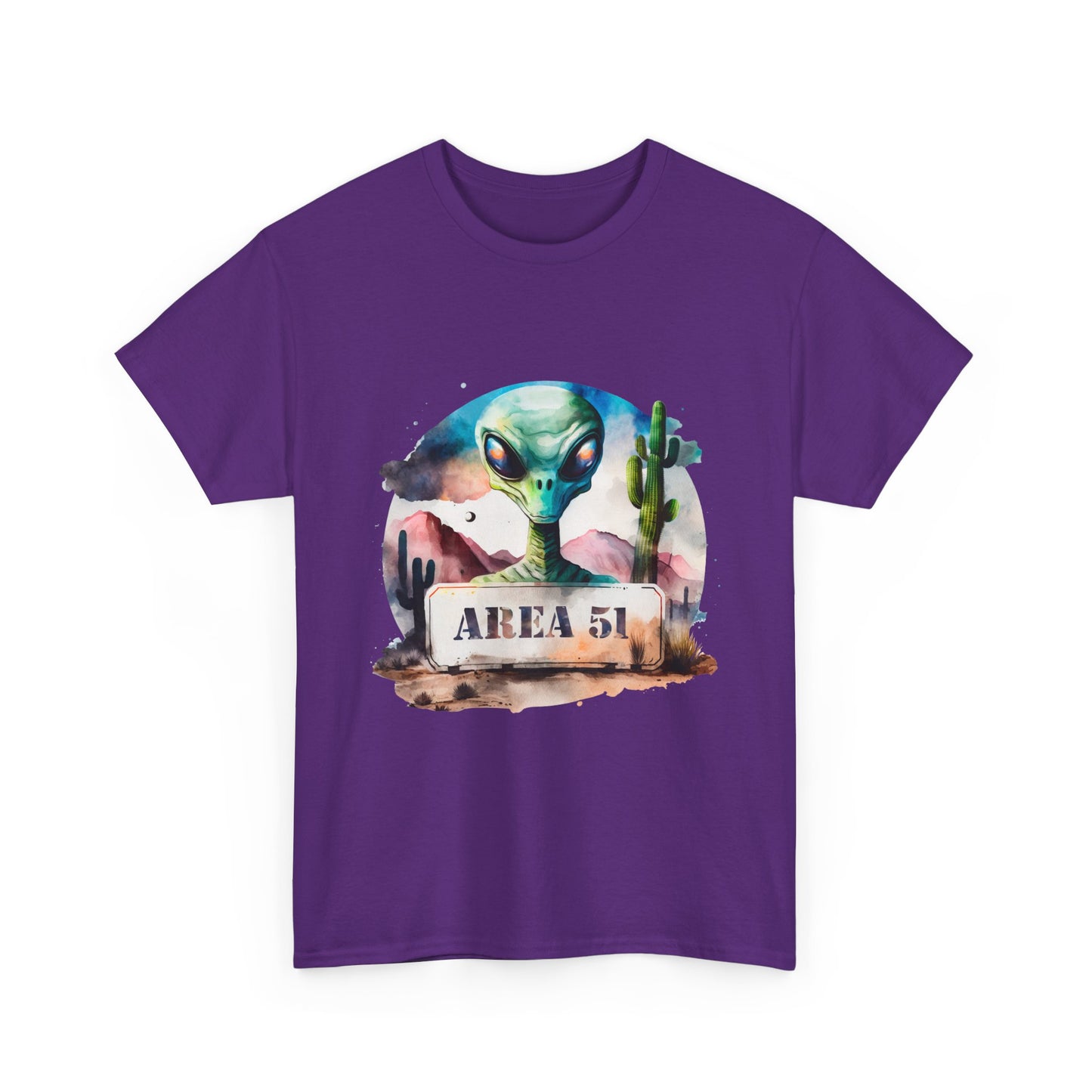 Area 51 Alien Shirt - Watercolor UFO Desert Tee, Roswell Sci-Fi Aesthetic T-Shirt