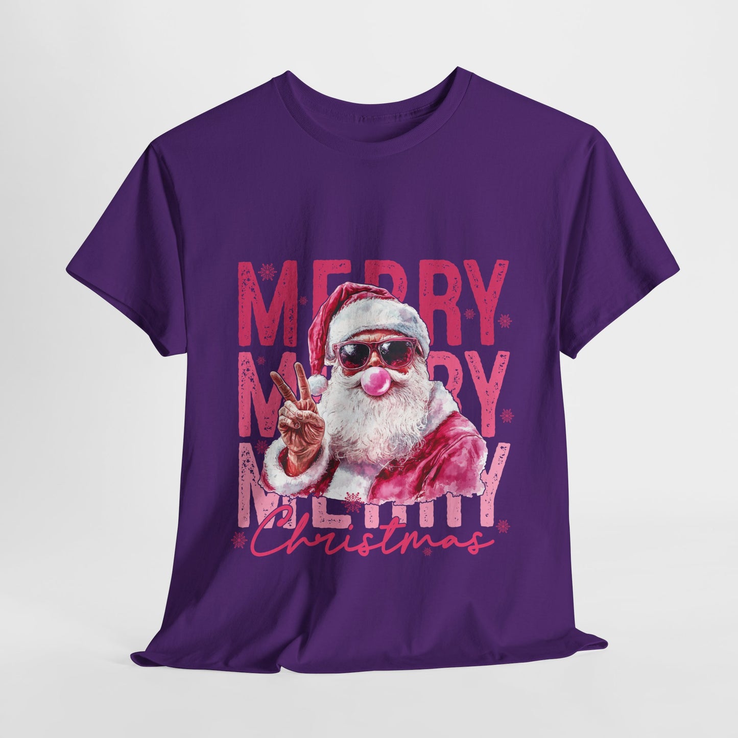 Cool Santa Bubblegum T-Shirt - Pink Merry Christmas Tee