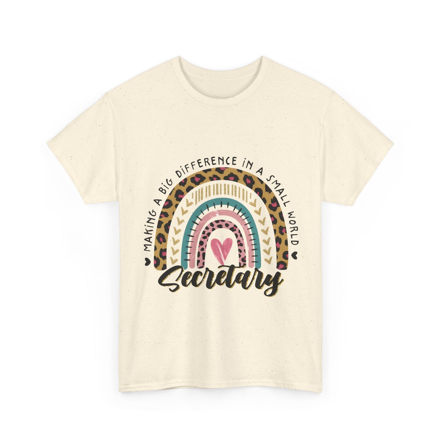 Secretary Rainbow Shirt - Cute Leopard Print Office Tee for Secretaries, Glam Animal Print Heart Gift, Boho Office Assistant T-Shirt