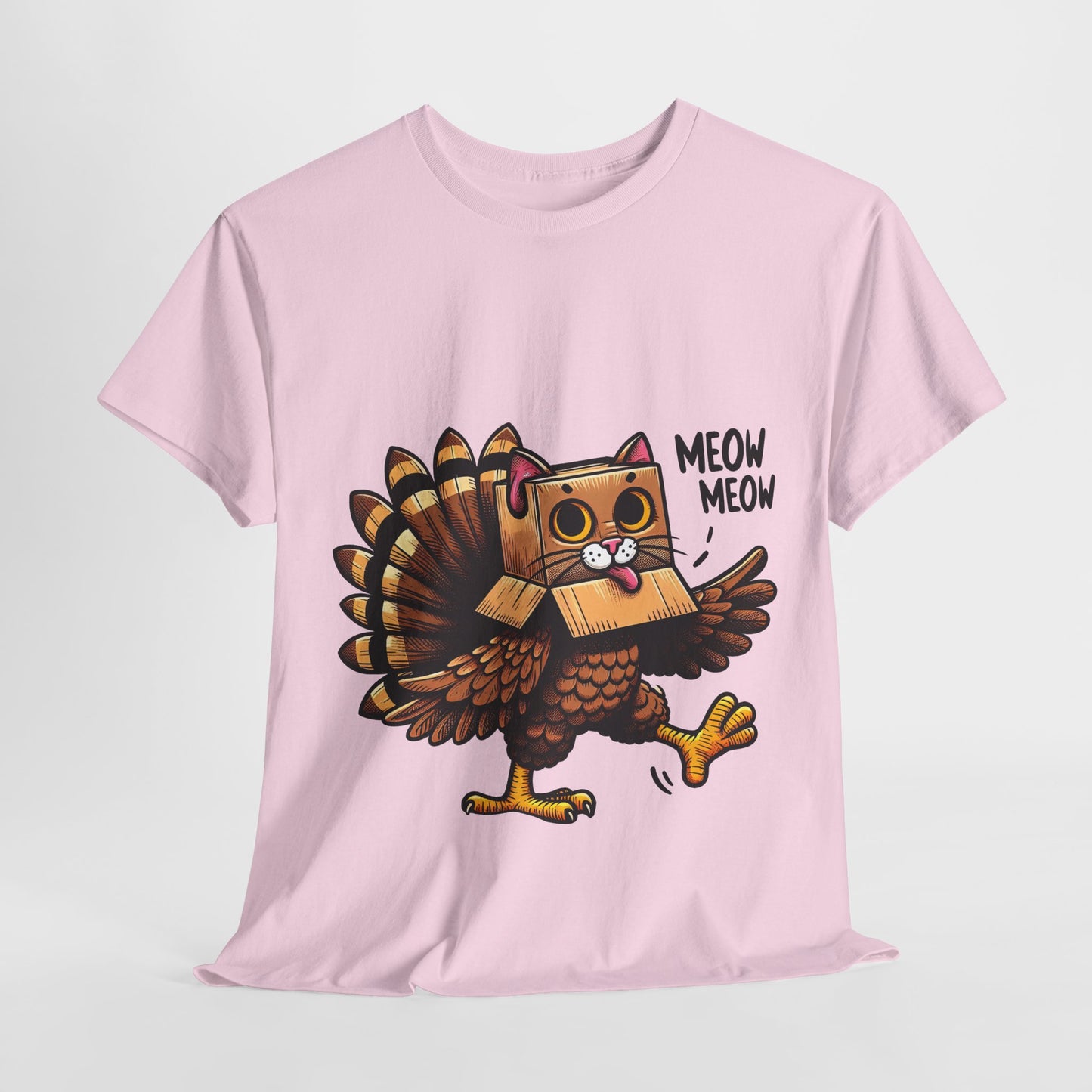 Funny Turkey Cat T-Shirt - Thanksgiving Meow Meow Cat Lover Tee