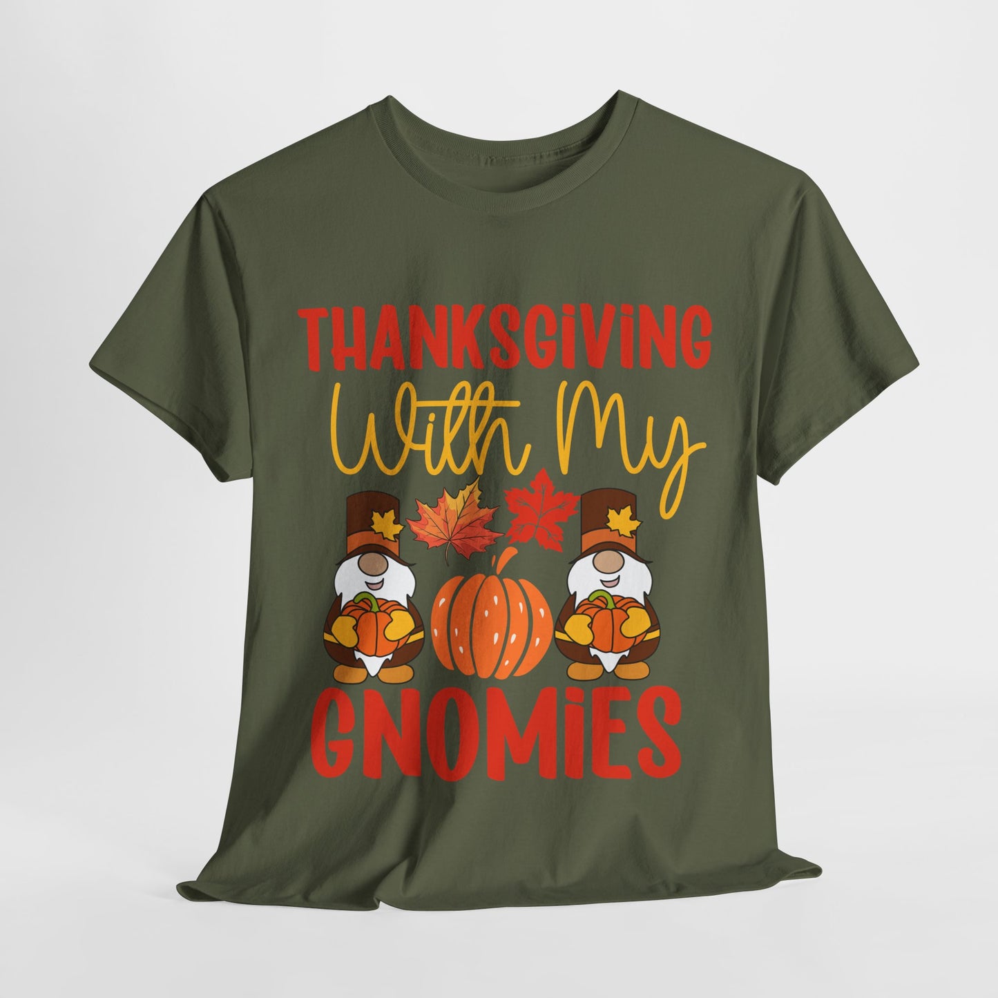 Thanksgiving With My Gnomies T-Shirt - Cute Fall Gnome Family Tee