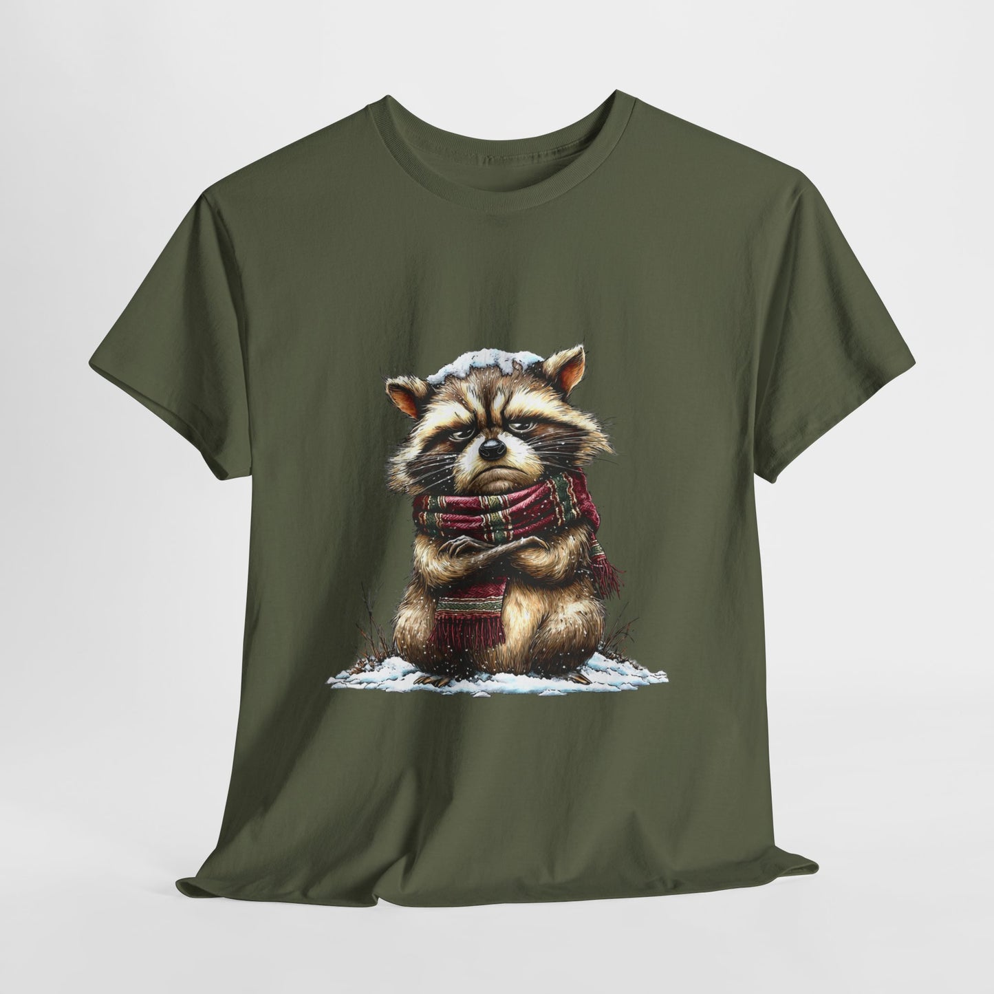 Grumpy Winter Raccoon Shirt - Funny Cozy Scarf Trash Panda Tee