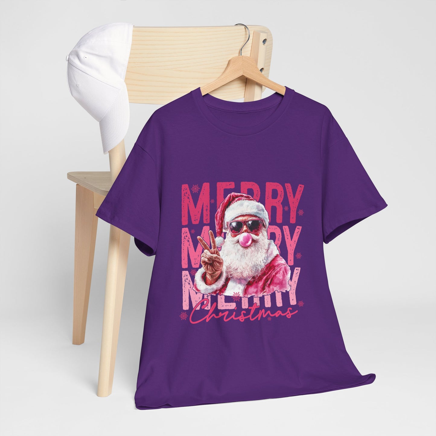 Cool Santa Bubblegum T-Shirt - Pink Merry Christmas Tee