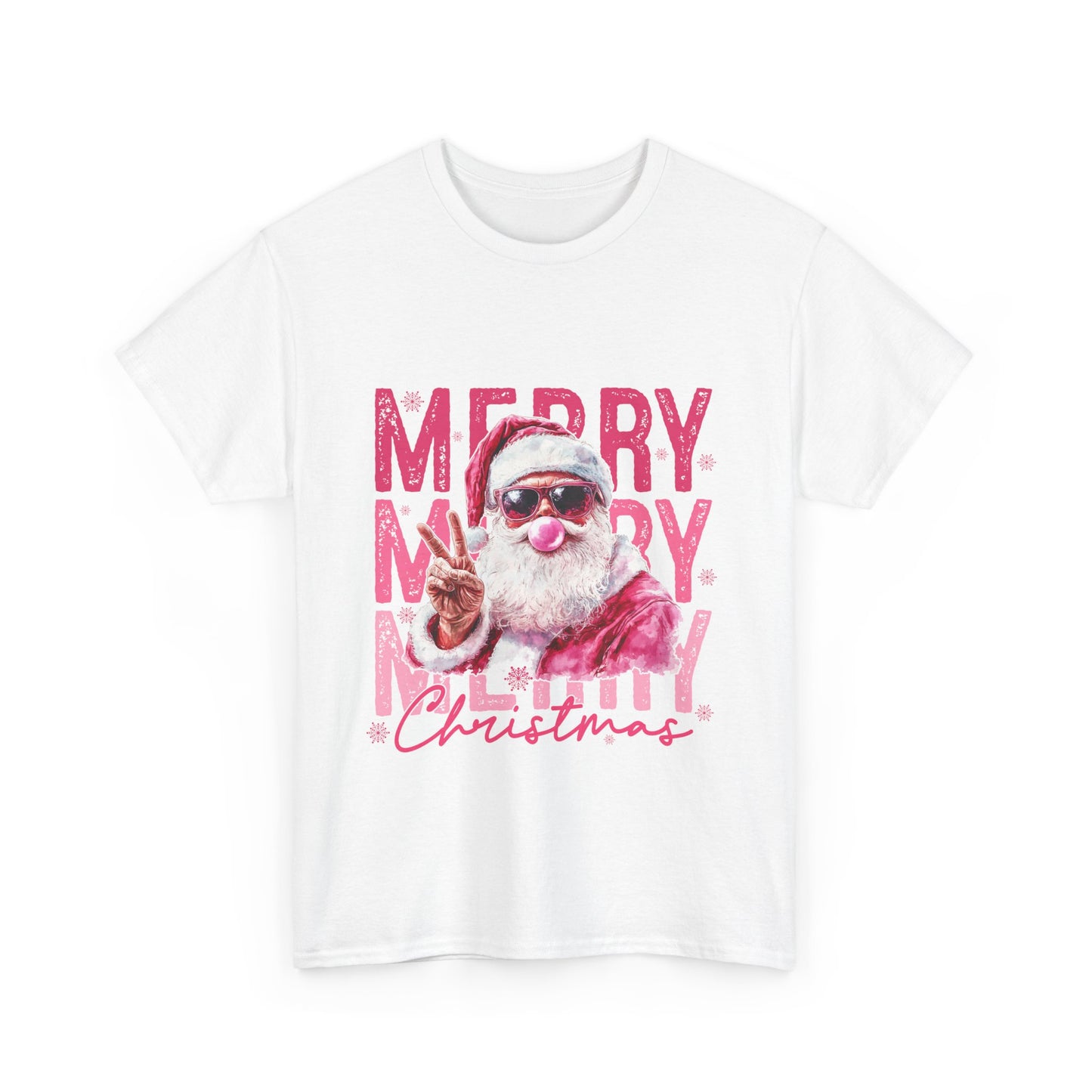 Cool Santa Bubblegum T-Shirt - Pink Merry Christmas Tee
