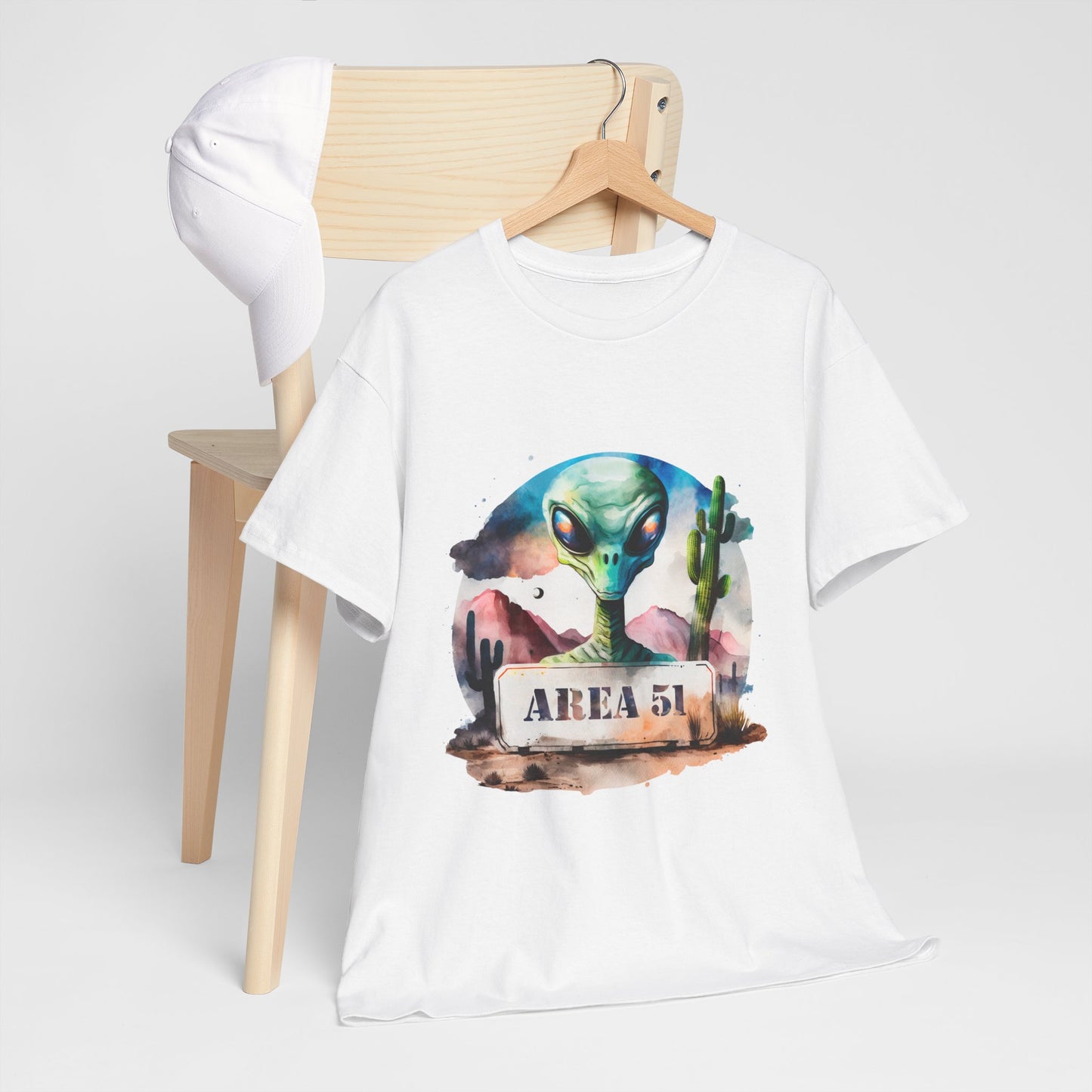 Area 51 Alien Shirt - Watercolor UFO Desert Tee, Roswell Sci-Fi Aesthetic T-Shirt