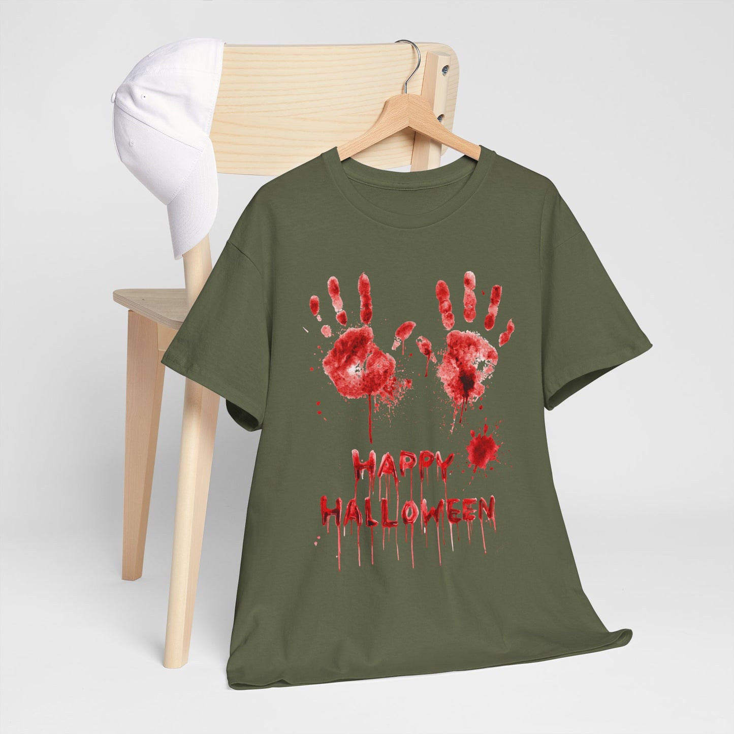 Happy Halloween Blood Handprints T-Shirt - Dripping Horror Tee