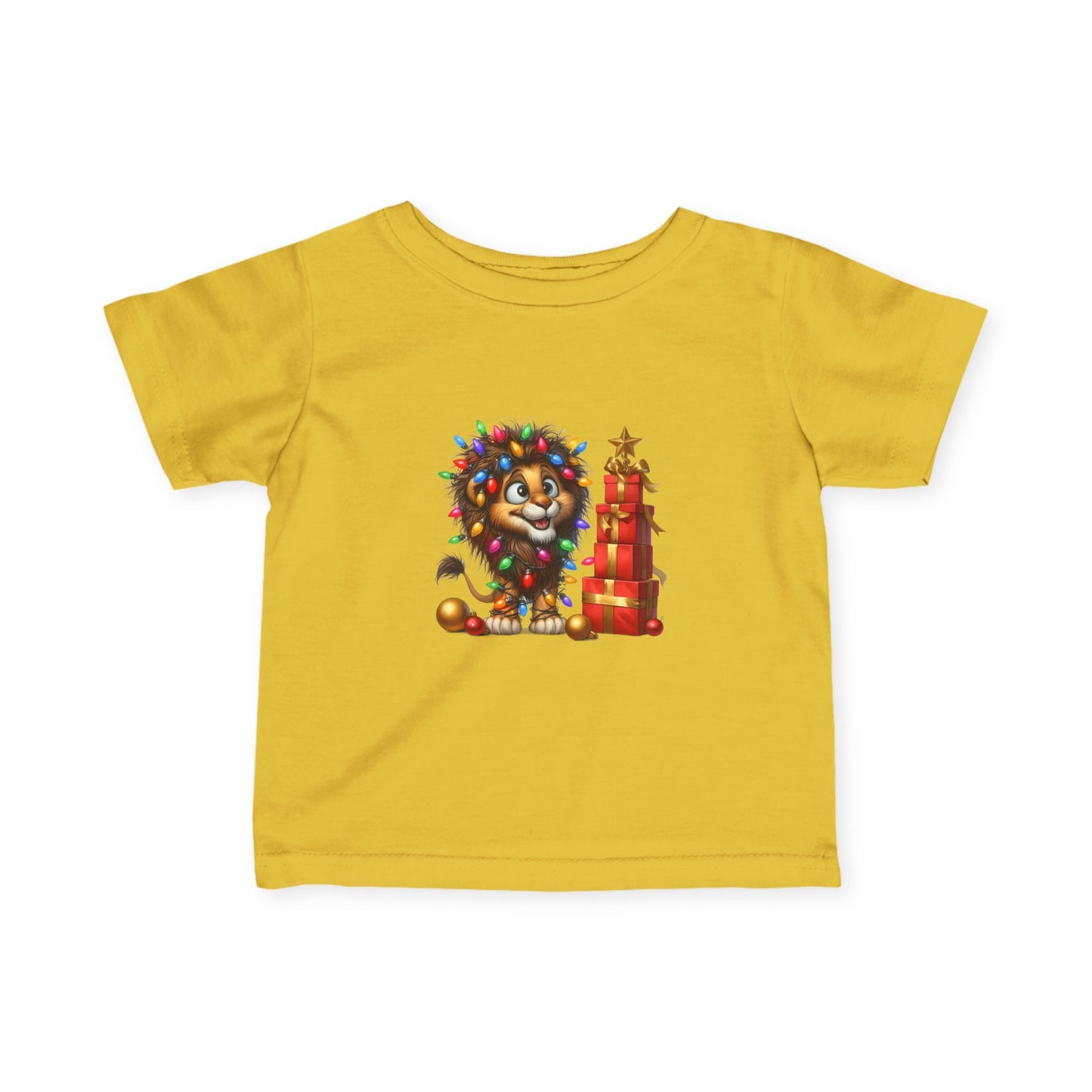 Baby Lion Christmas Lights Infant T-Shirt – Safari Holiday Outfit