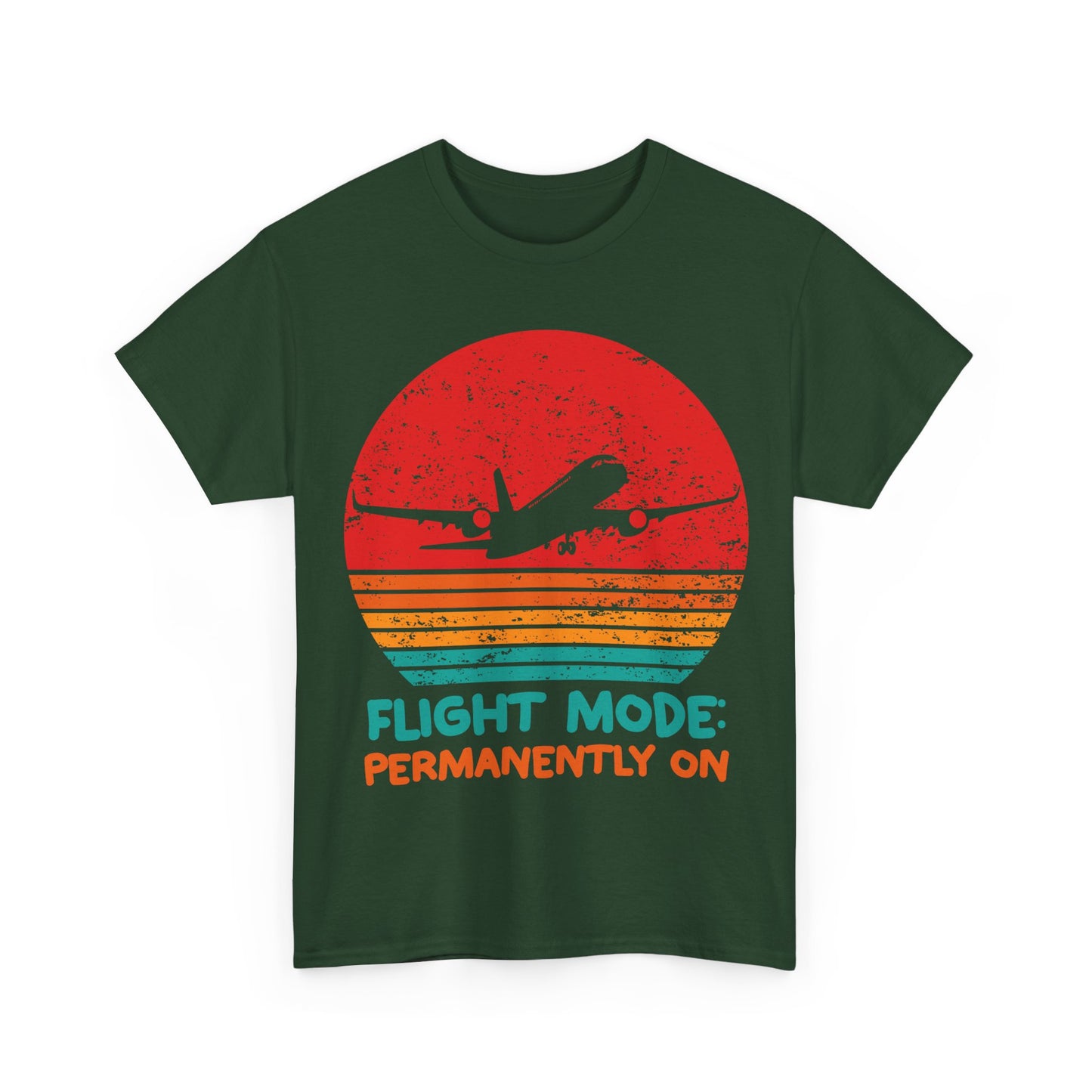 Flight Mode Permanently On T-Shirt - Funny Jet Lag Retro Sunset Tee