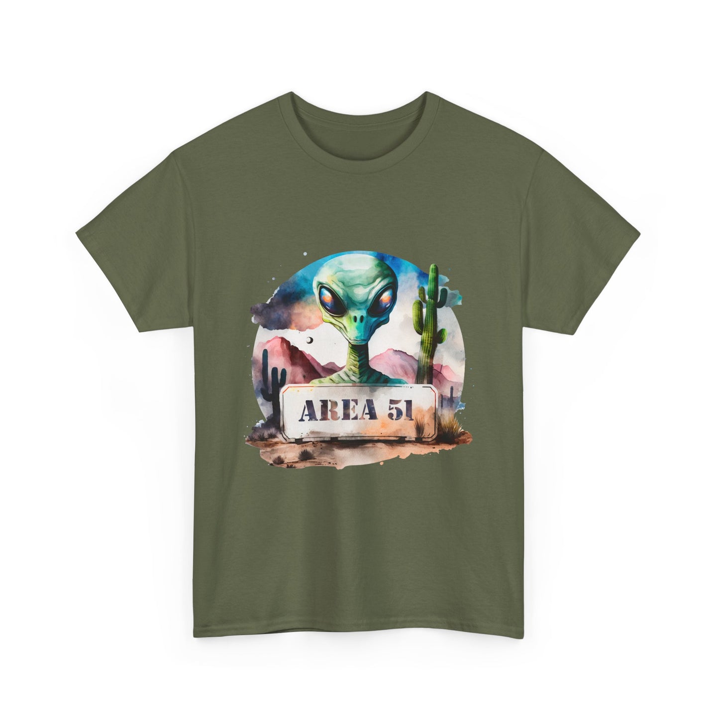 Area 51 Alien Shirt - Watercolor UFO Desert Tee, Roswell Sci-Fi Aesthetic T-Shirt