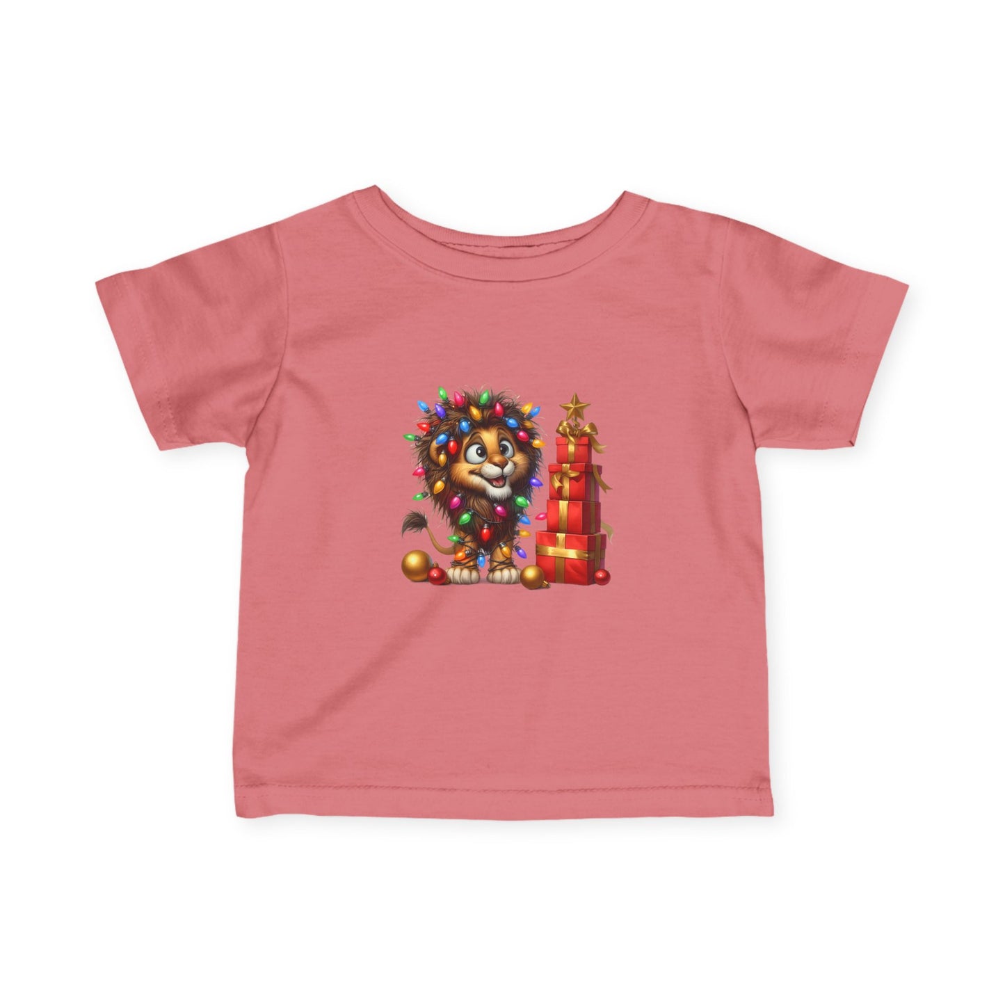 Baby Lion Christmas Lights Infant T-Shirt – Safari Holiday Outfit