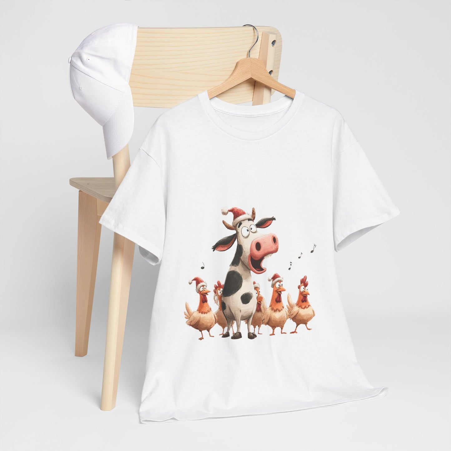 Cow & Chicken Carolers Christmas - Funny Farm Choir Tee