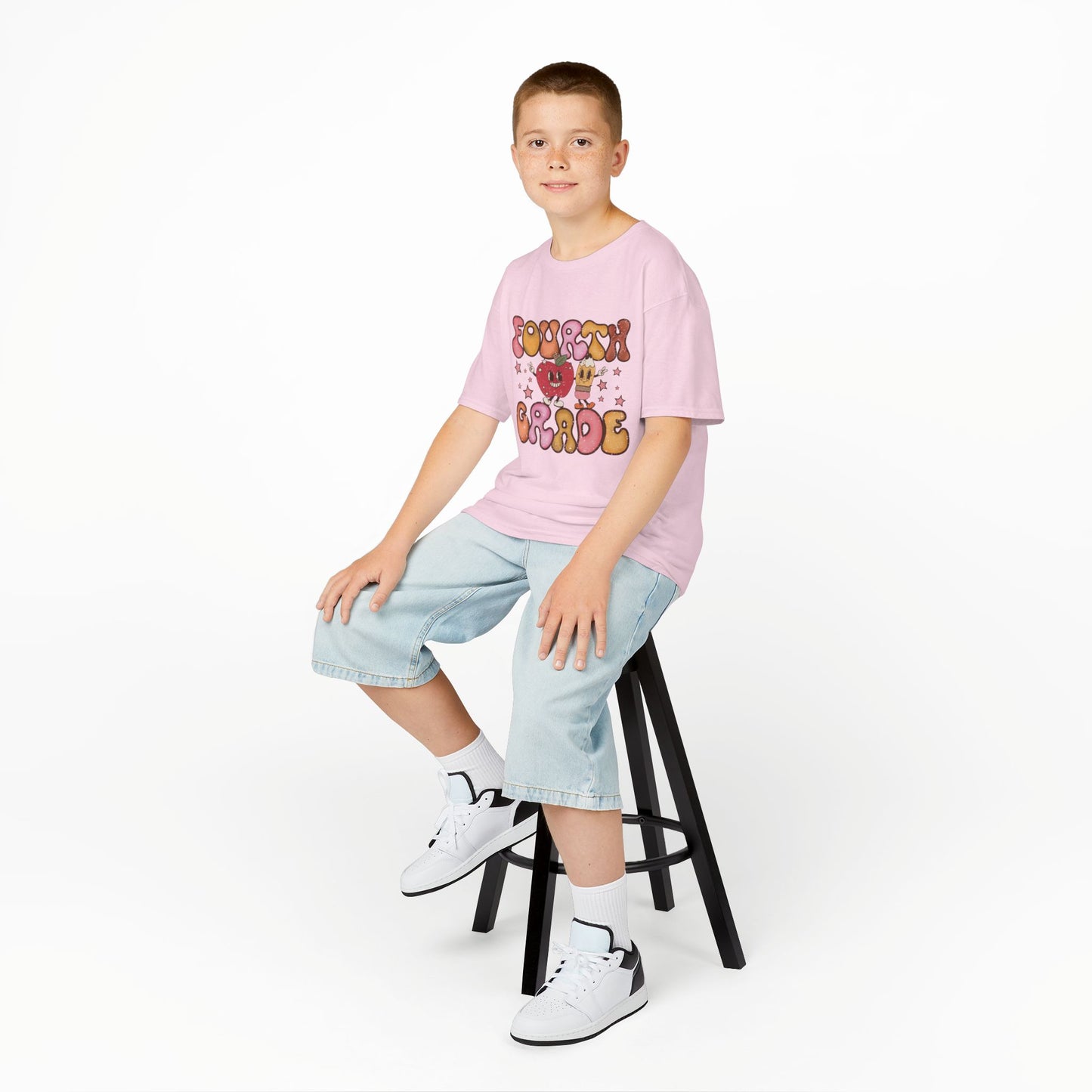 Fourth Grade Bubble Letters T-Shirt | Retro Kawaii Back to School Kids Tee