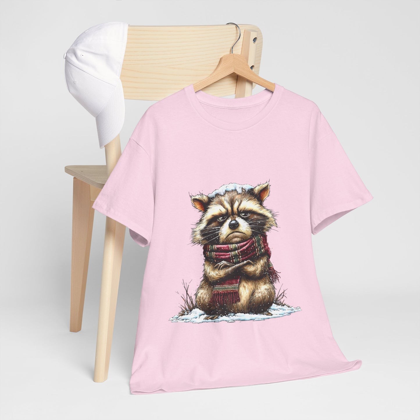 Grumpy Winter Raccoon Shirt - Funny Cozy Scarf Trash Panda Tee