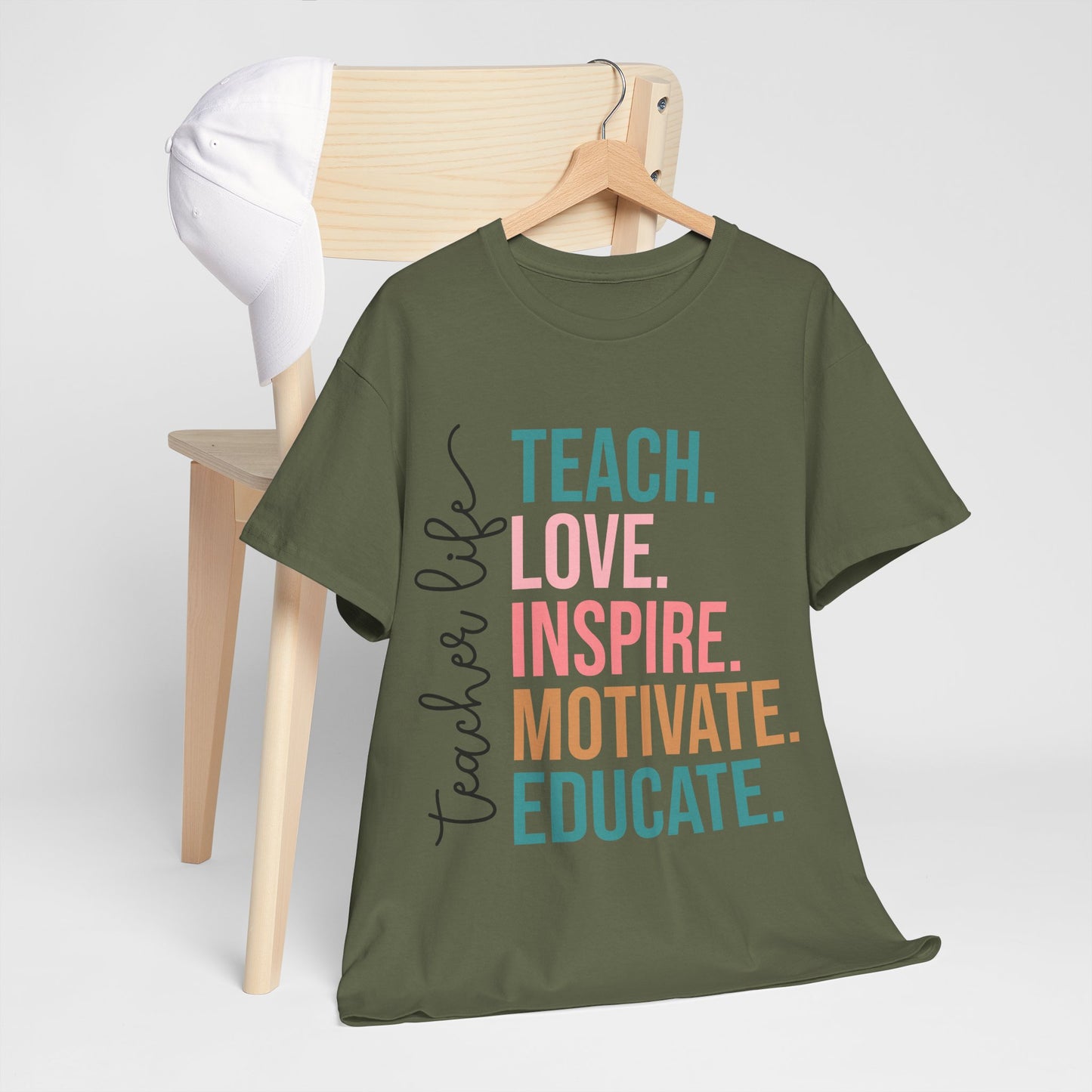 Teach Love Inspire Motivate Educate Shirt - Minimalist Teacher Life Tee, Positive Education Shirt Gift for Educators & Coaches