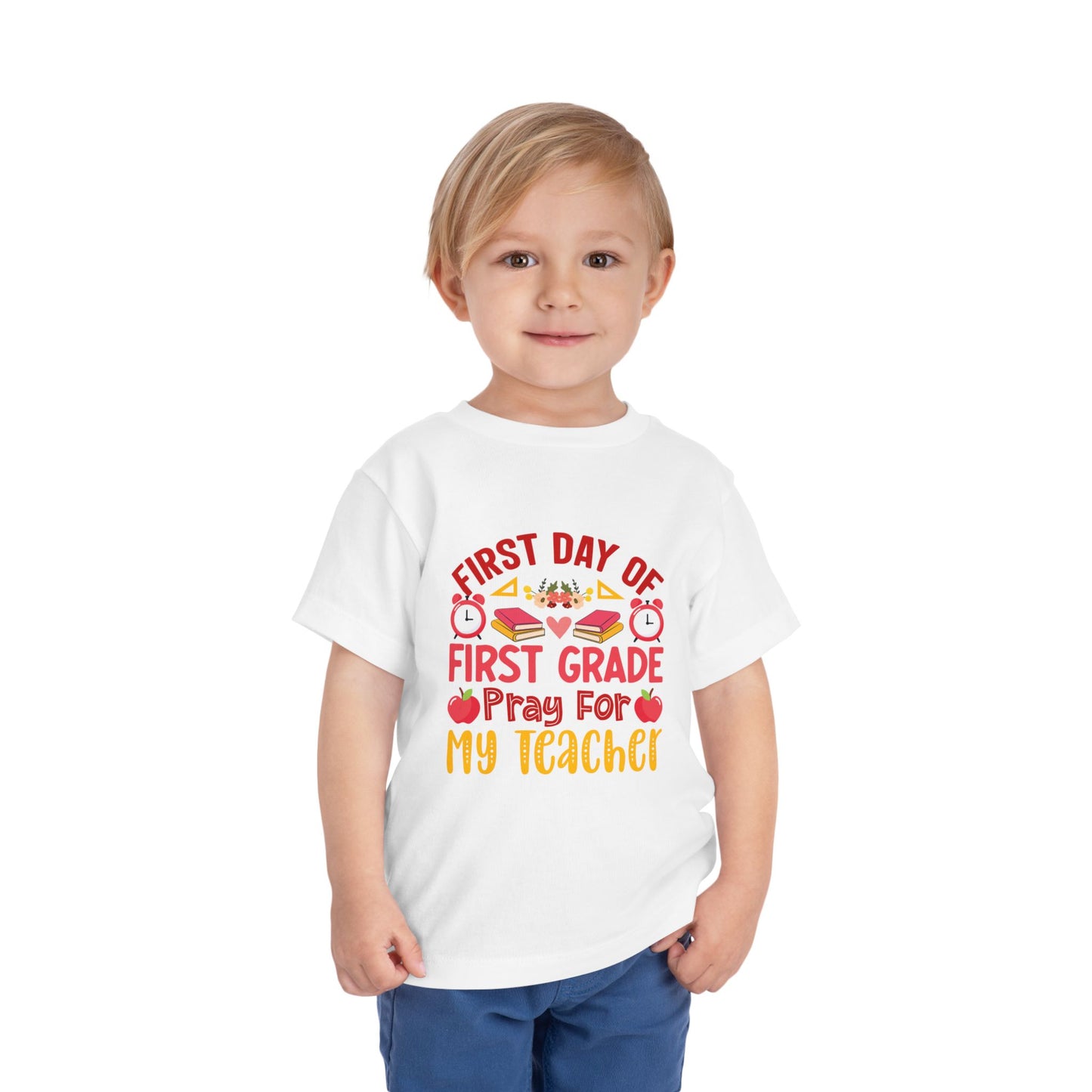 First Day of First Grade Shirt - Funny Toddler Back to School Tee, Pray for My Teacher T-Shirt, 1st Grade Humor Gift