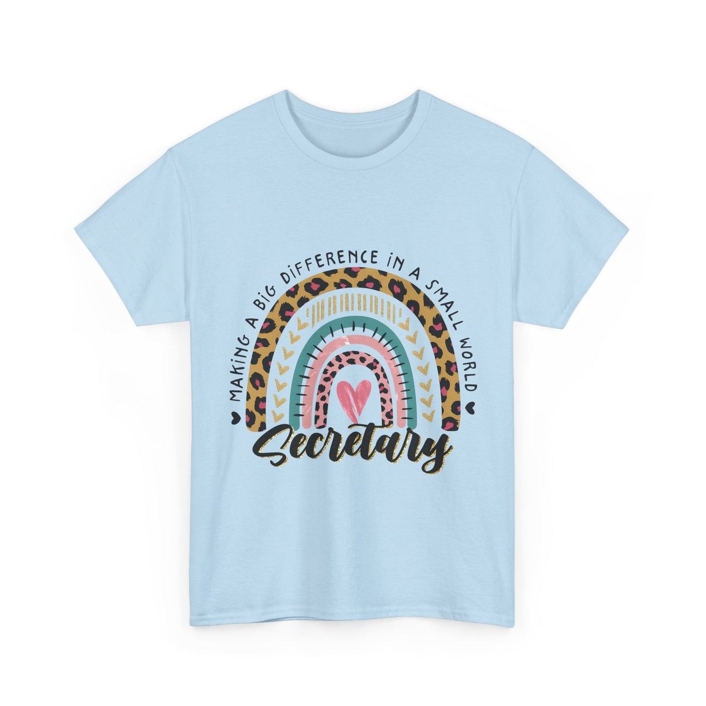 Secretary Rainbow Shirt - Cute Leopard Print Office Tee for Secretaries, Glam Animal Print Heart Gift, Boho Office Assistant T-Shirt
