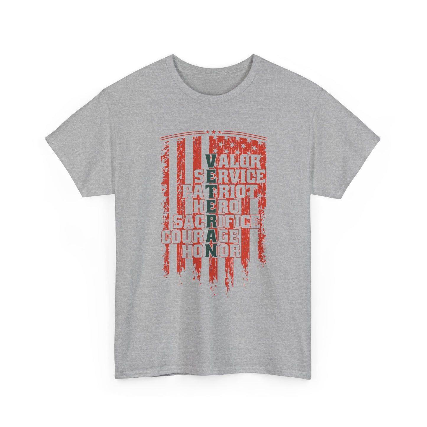 Veteran Word Art T-Shirt - Military Acronym Flag Tee