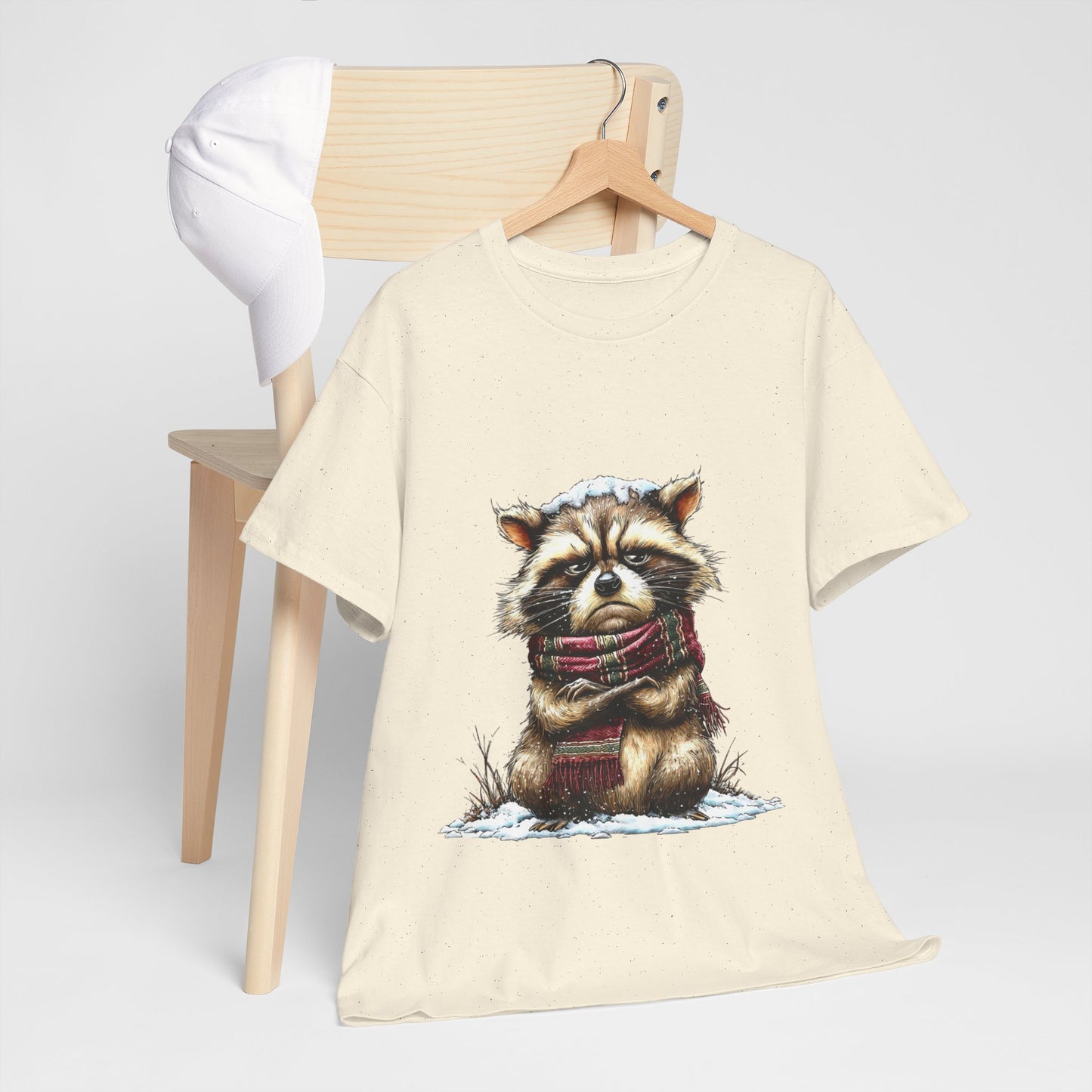 Grumpy Winter Raccoon Shirt - Funny Cozy Scarf Trash Panda Tee
