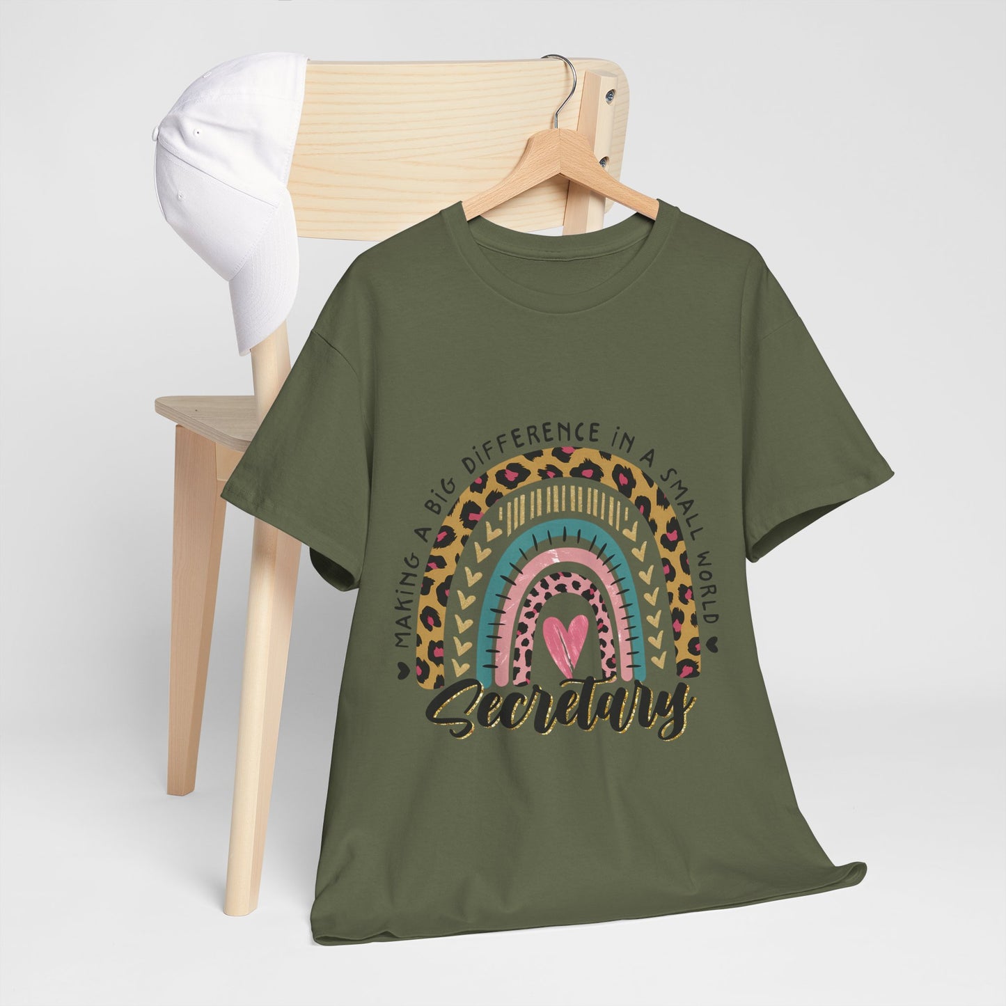 Secretary Rainbow Shirt - Cute Leopard Print Office Tee for Secretaries, Glam Animal Print Heart Gift, Boho Office Assistant T-Shirt