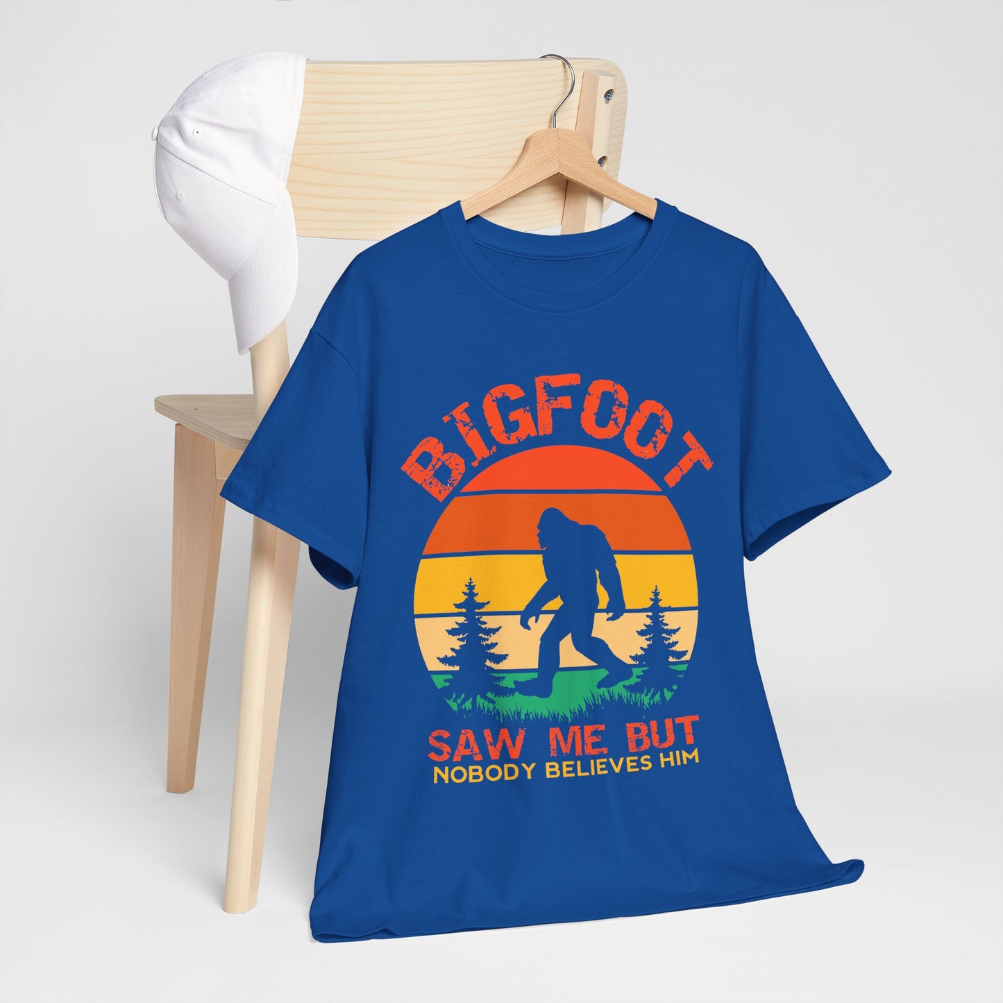 Bigfoot Saw Me But Nobody Believes Him T-Shirt - Retro Camping Cryptid Tee