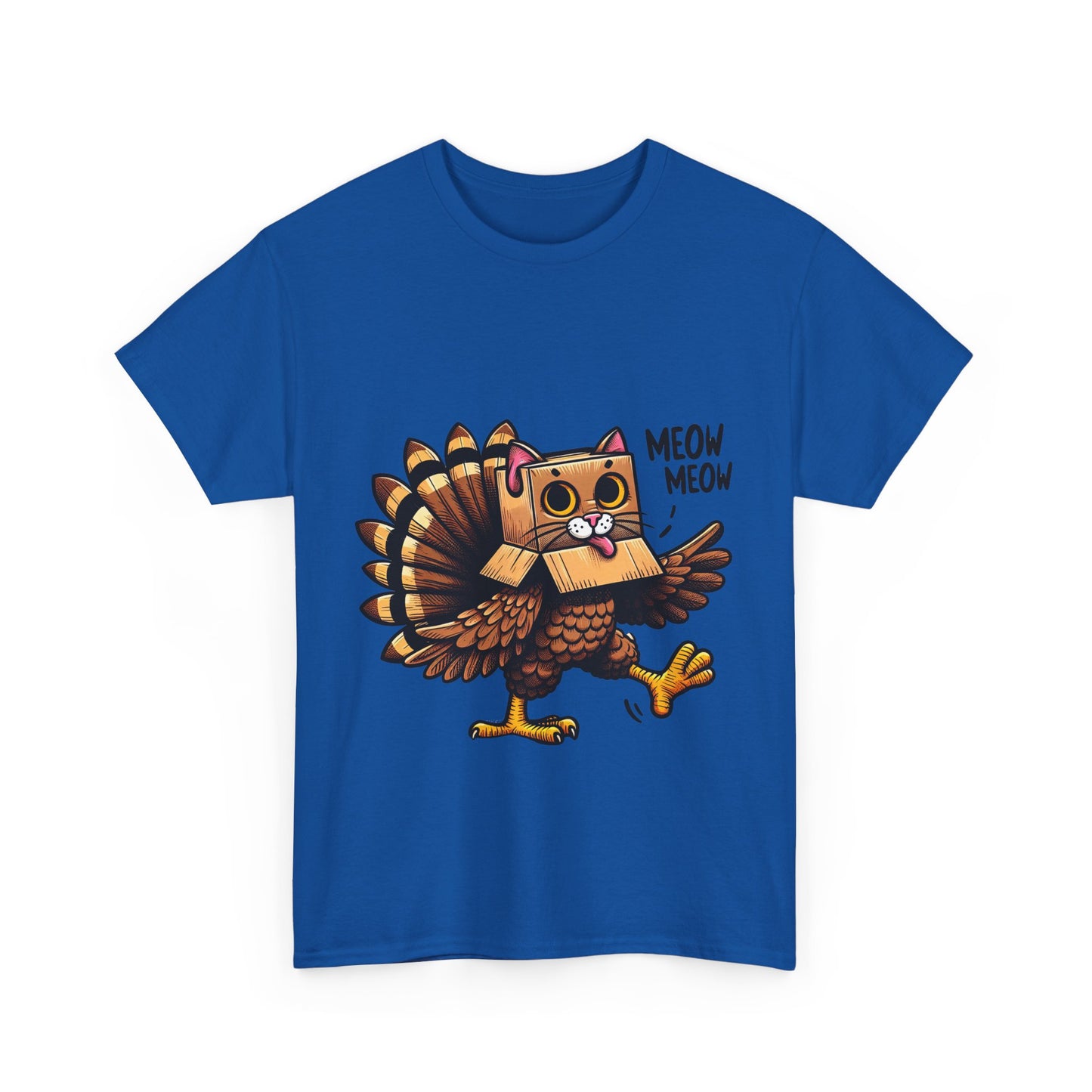 Funny Turkey Cat T-Shirt - Thanksgiving Meow Meow Cat Lover Tee