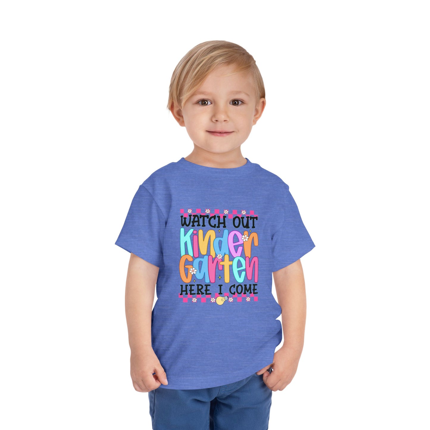 Watch Out Kindergarten Shirt - Fun Toddler Back to School Tee, Colorful First Day of Kindergarten Outfit, Here I Come Shirt for Kids