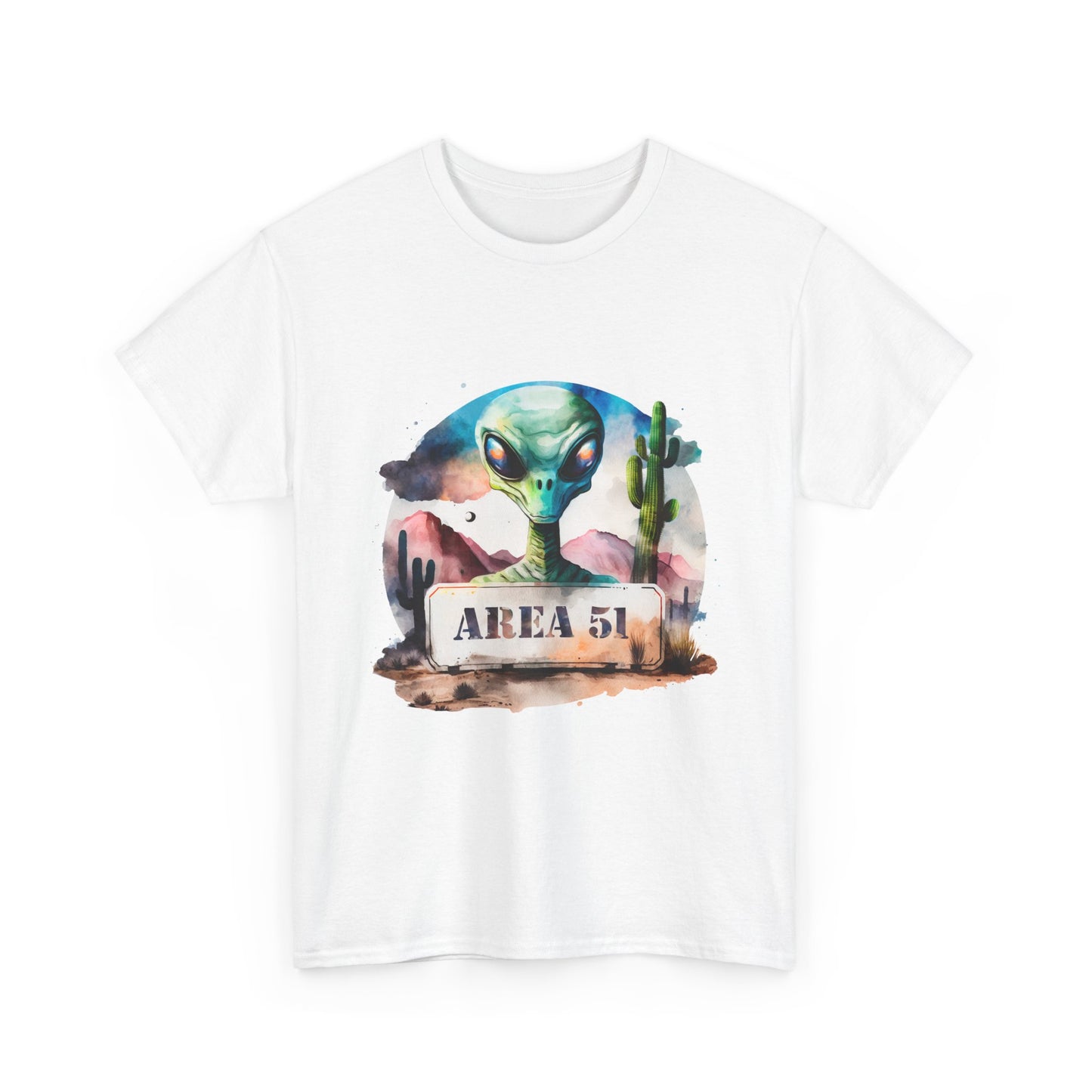Area 51 Alien Shirt - Watercolor UFO Desert Tee, Roswell Sci-Fi Aesthetic T-Shirt