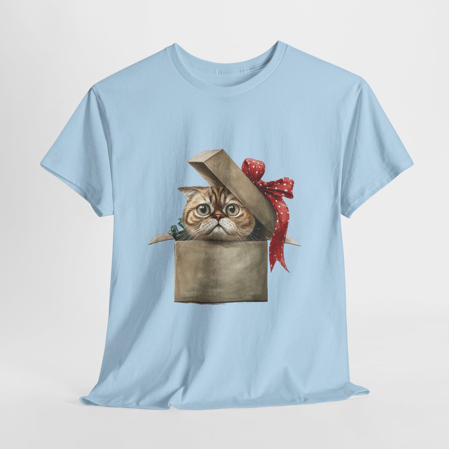 Christmas Gift Box Cat T-Shirt - Kitty in Present Tee
