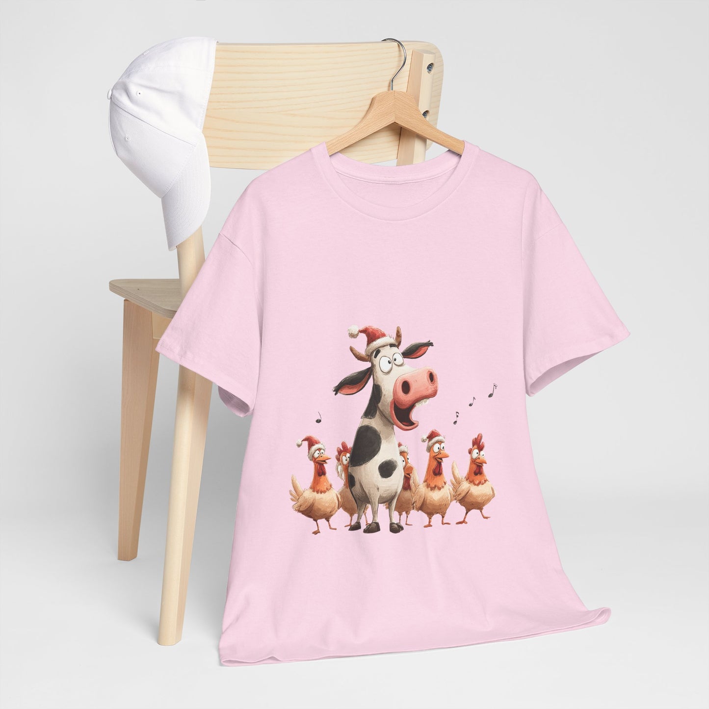 Cow & Chicken Carolers Christmas - Funny Farm Choir Tee