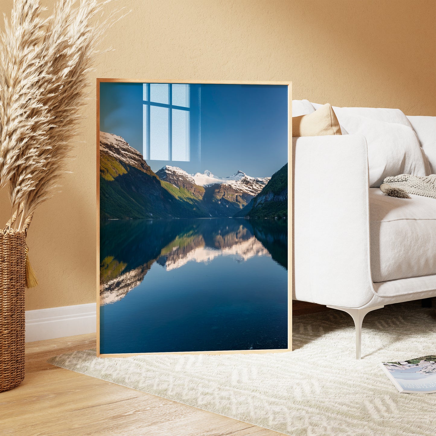 Norway Fjords Mirror Lake Wall Art Set - Minimal Blue