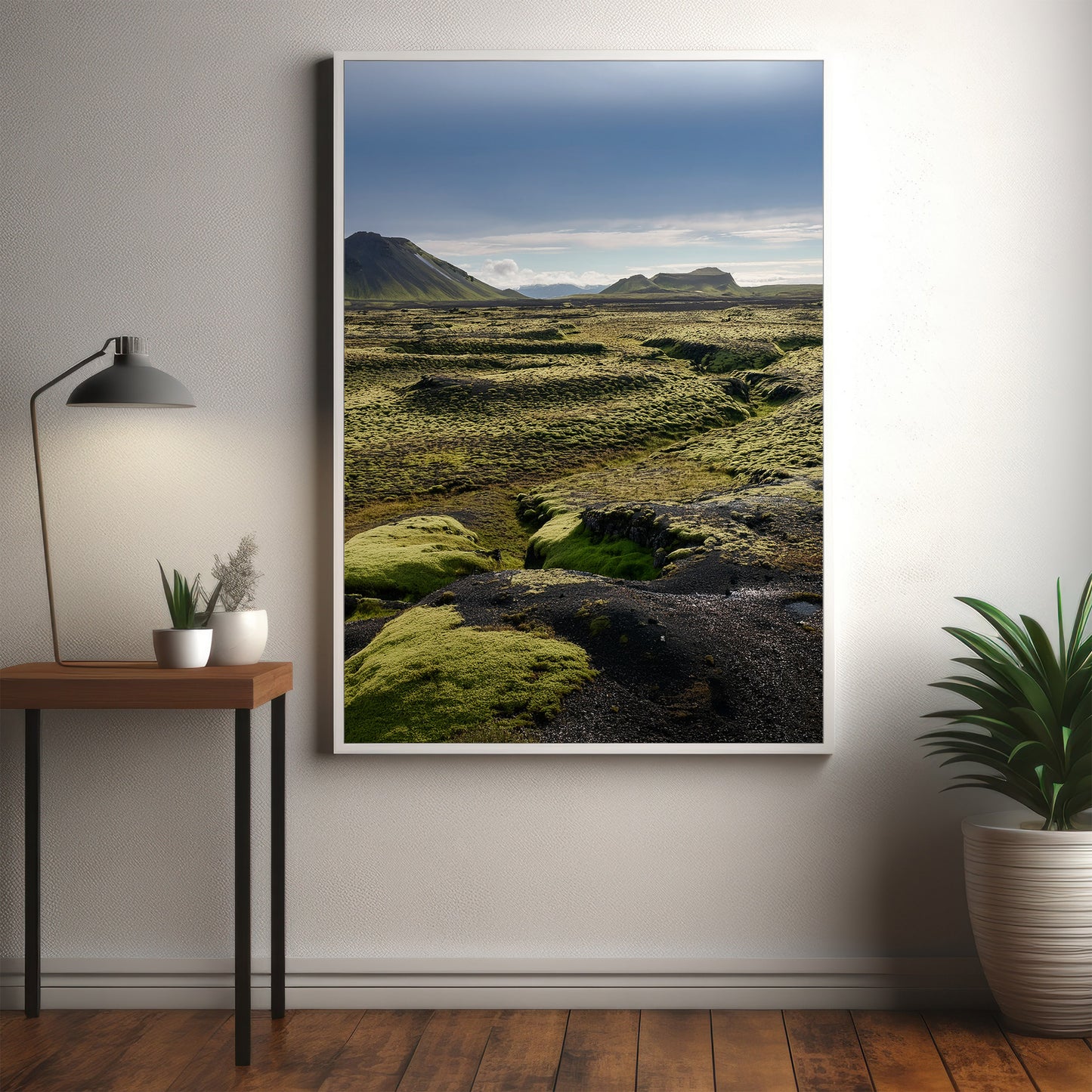 Iceland Moss Lava Field Wall Art Set - Green Volcanic Terrain