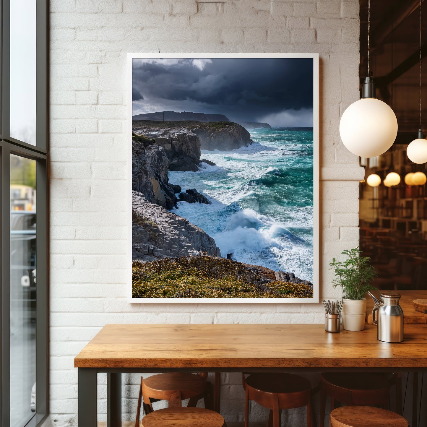 Stormy Coast Wall Art Set - Ocean Cliffs & Turquoise Waves