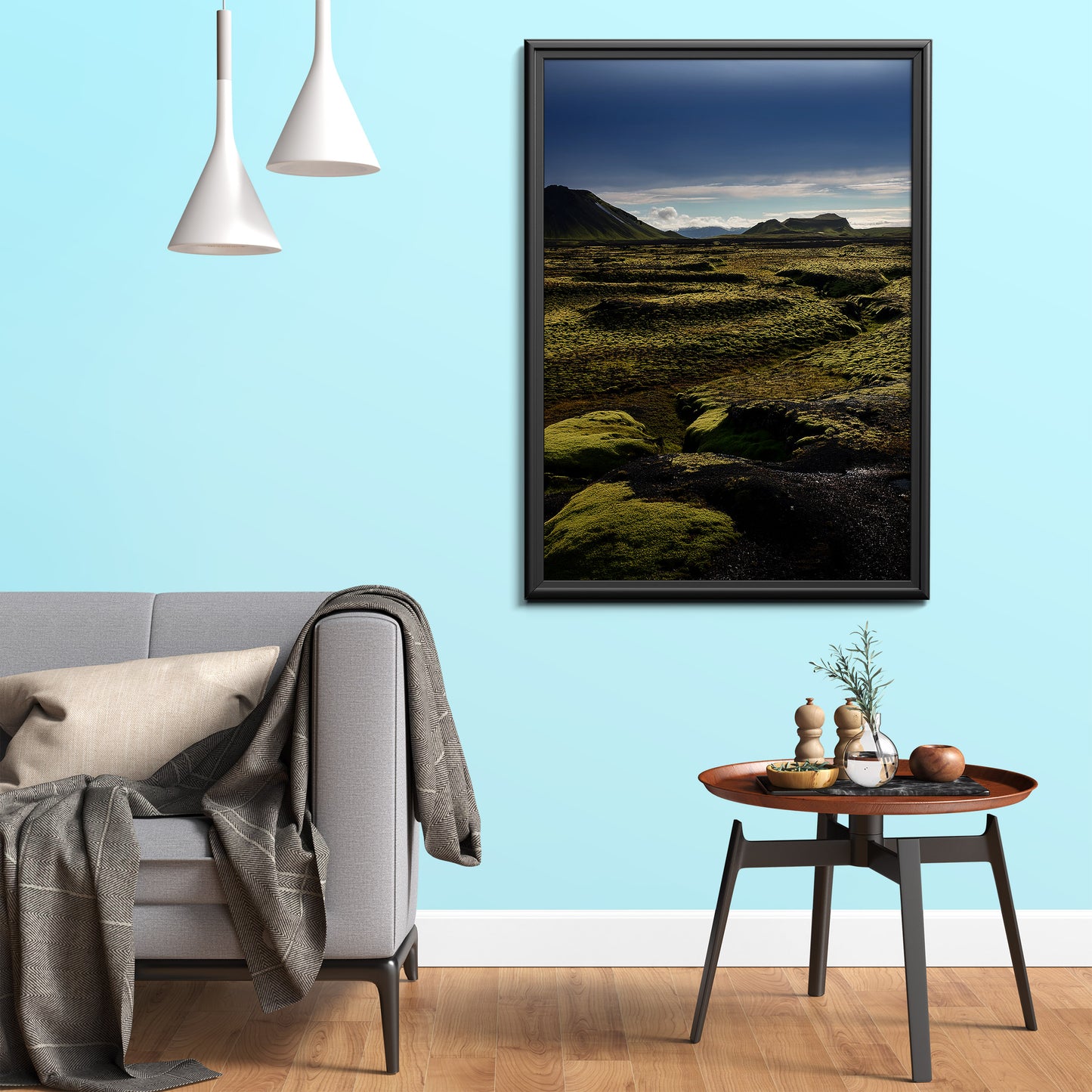Iceland Moss Lava Field Wall Art Set - Green Volcanic Terrain