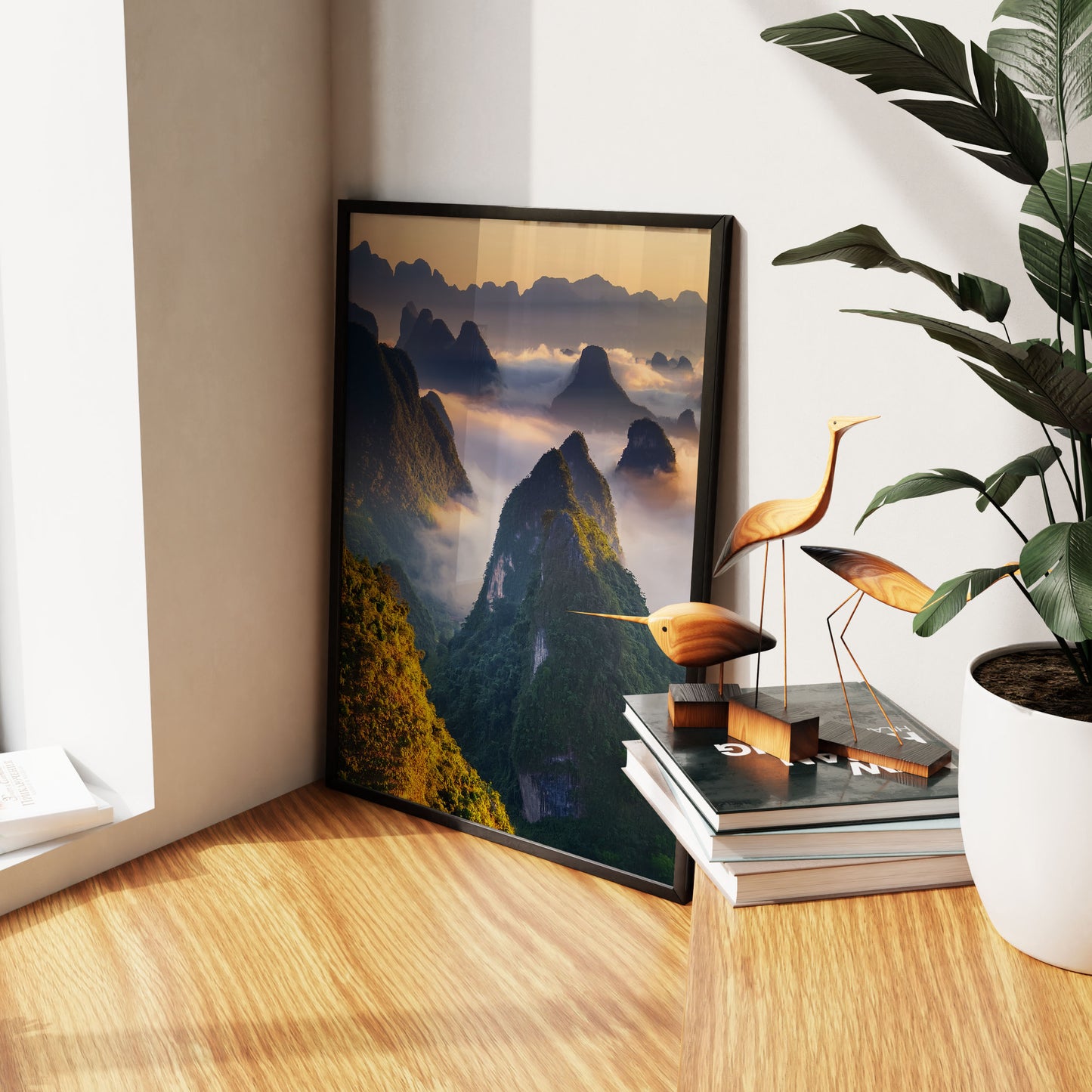 Karst Mountains Wall Art Set - Misty Sunrise Peaks