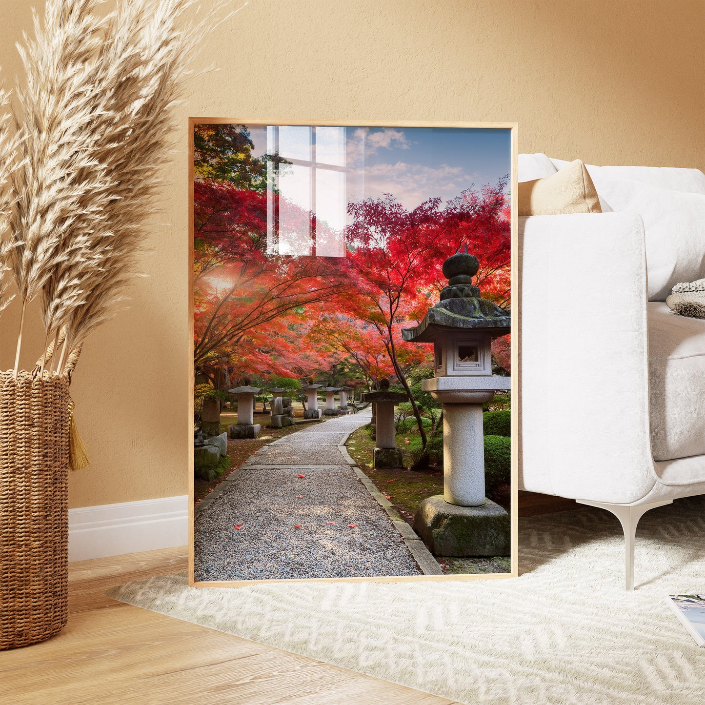 Japanische Gartenlaternen Herbst – Zen Maple Foliage Wandkunst