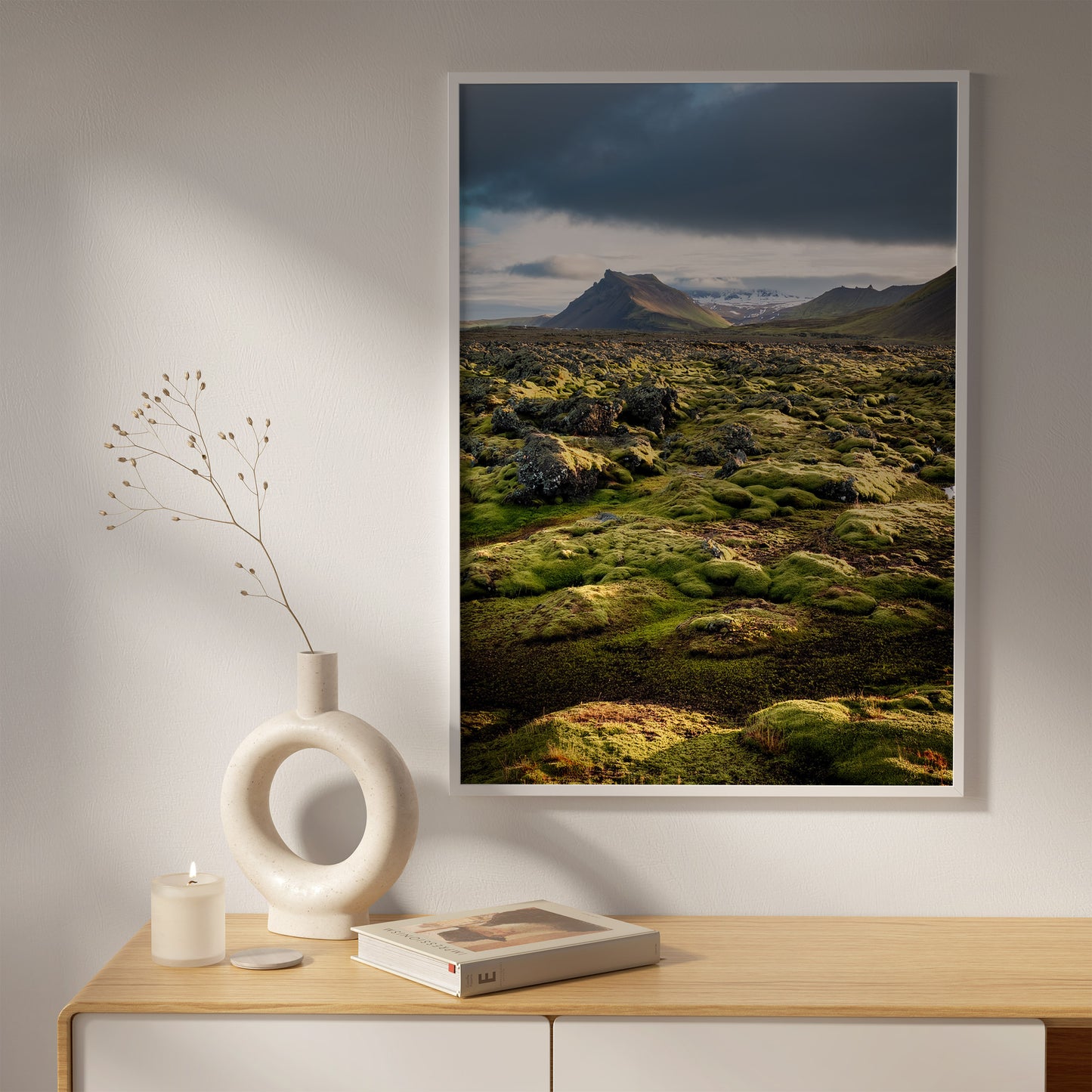 Iceland Moss Lava Field Wall Art Set - Green Volcanic Terrain
