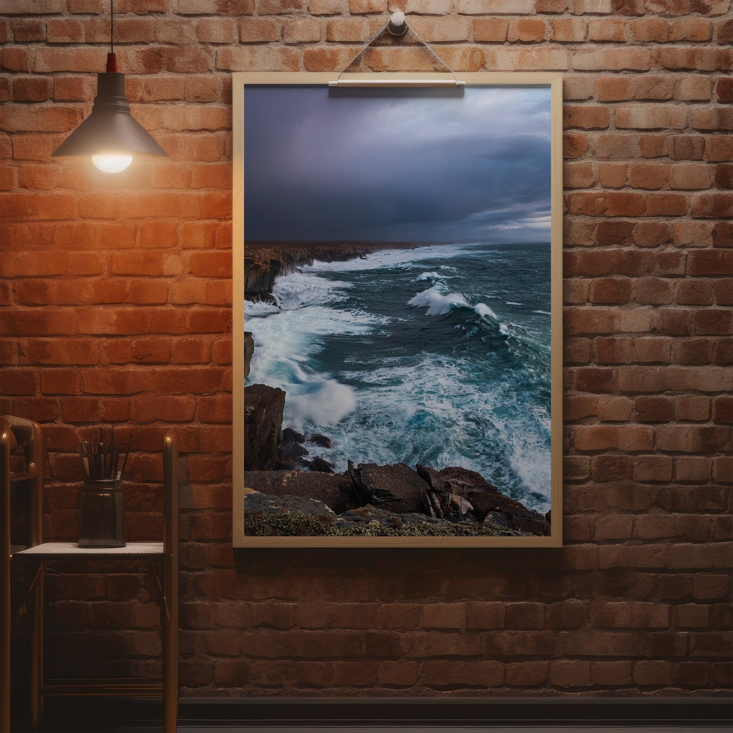 Stormy Coast Wall Art Set - Ocean Cliffs & Turquoise Waves