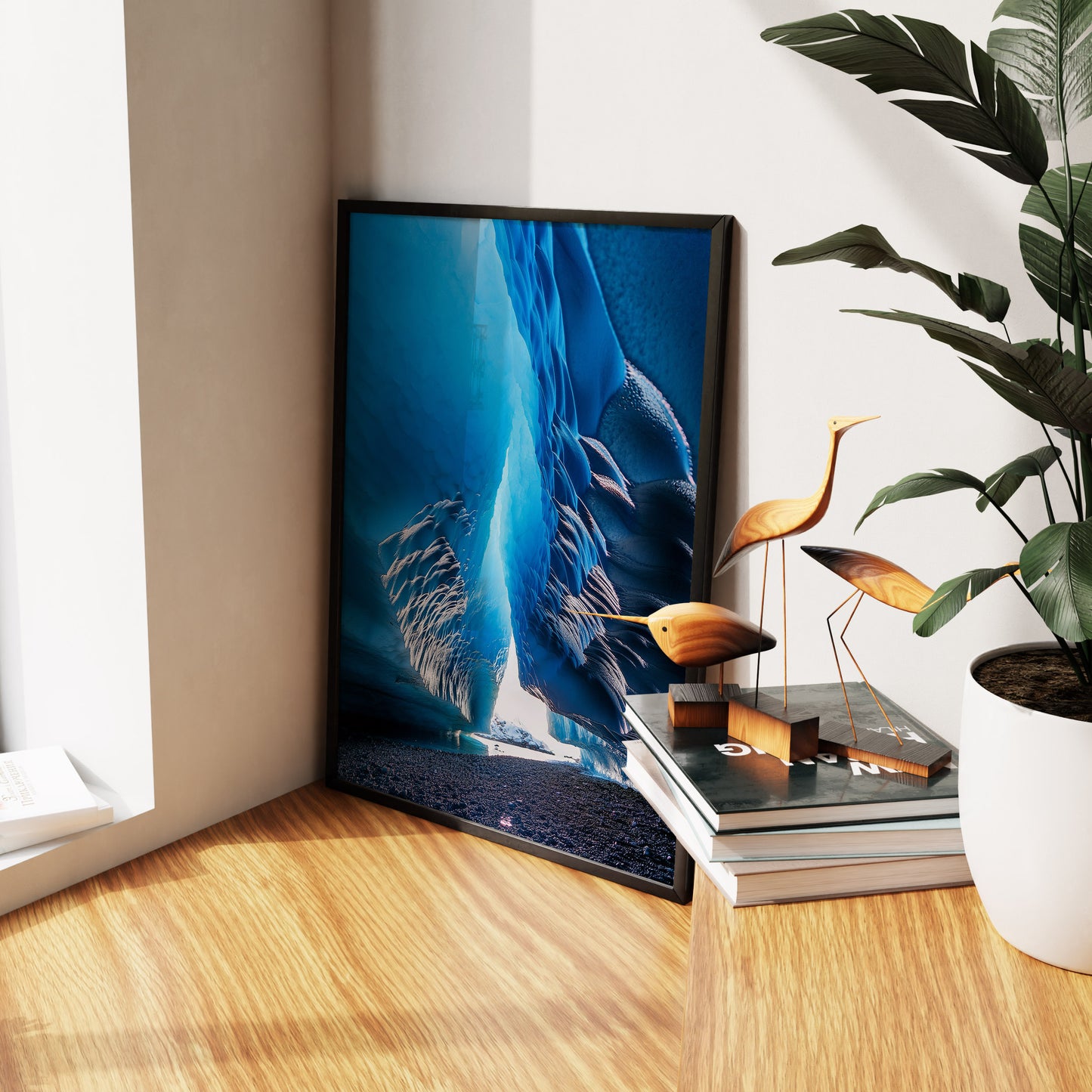 Glacier Cave Wall Art Set - Luminous Icy Blue