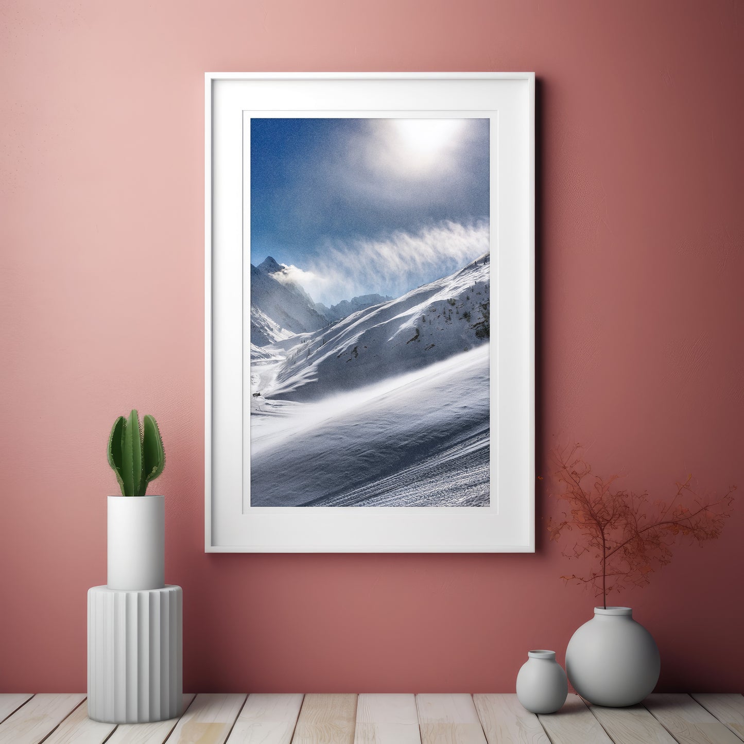 Alpine Snowstorm Wall Art Set - Misty Winter Mountains