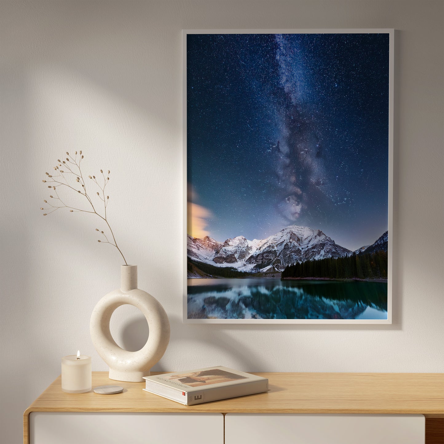 Milky Way Wall Art Set - Alpine Lake Night Sky